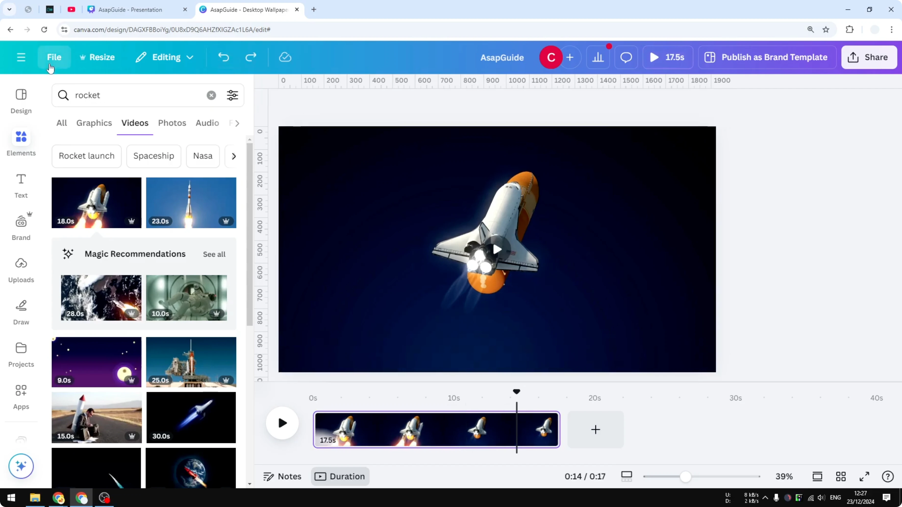 Screenshot from How to Unsplit a Video in Canva at 91s