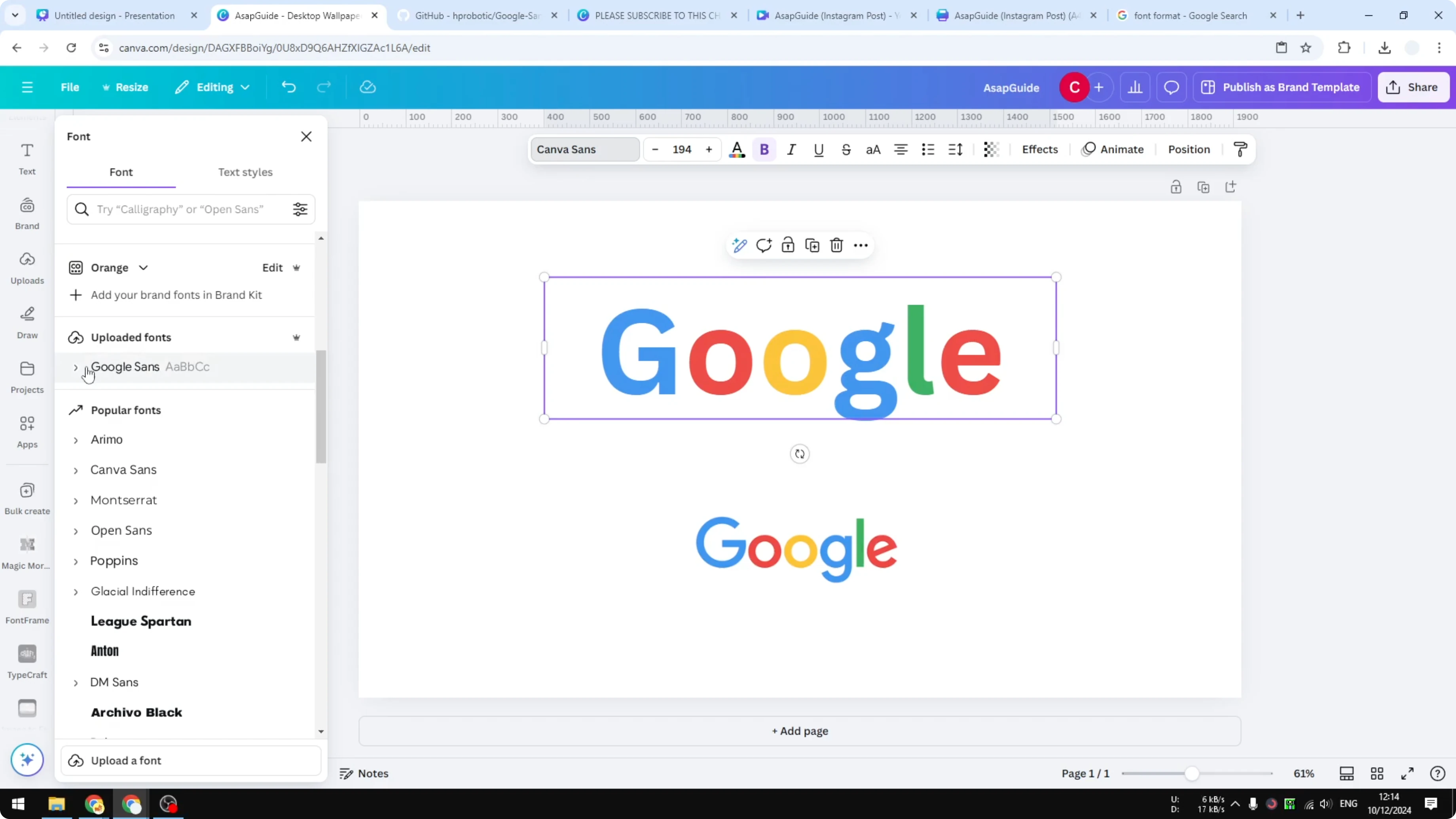Screenshot from How to Upload Your Own Font to Canva at 134s