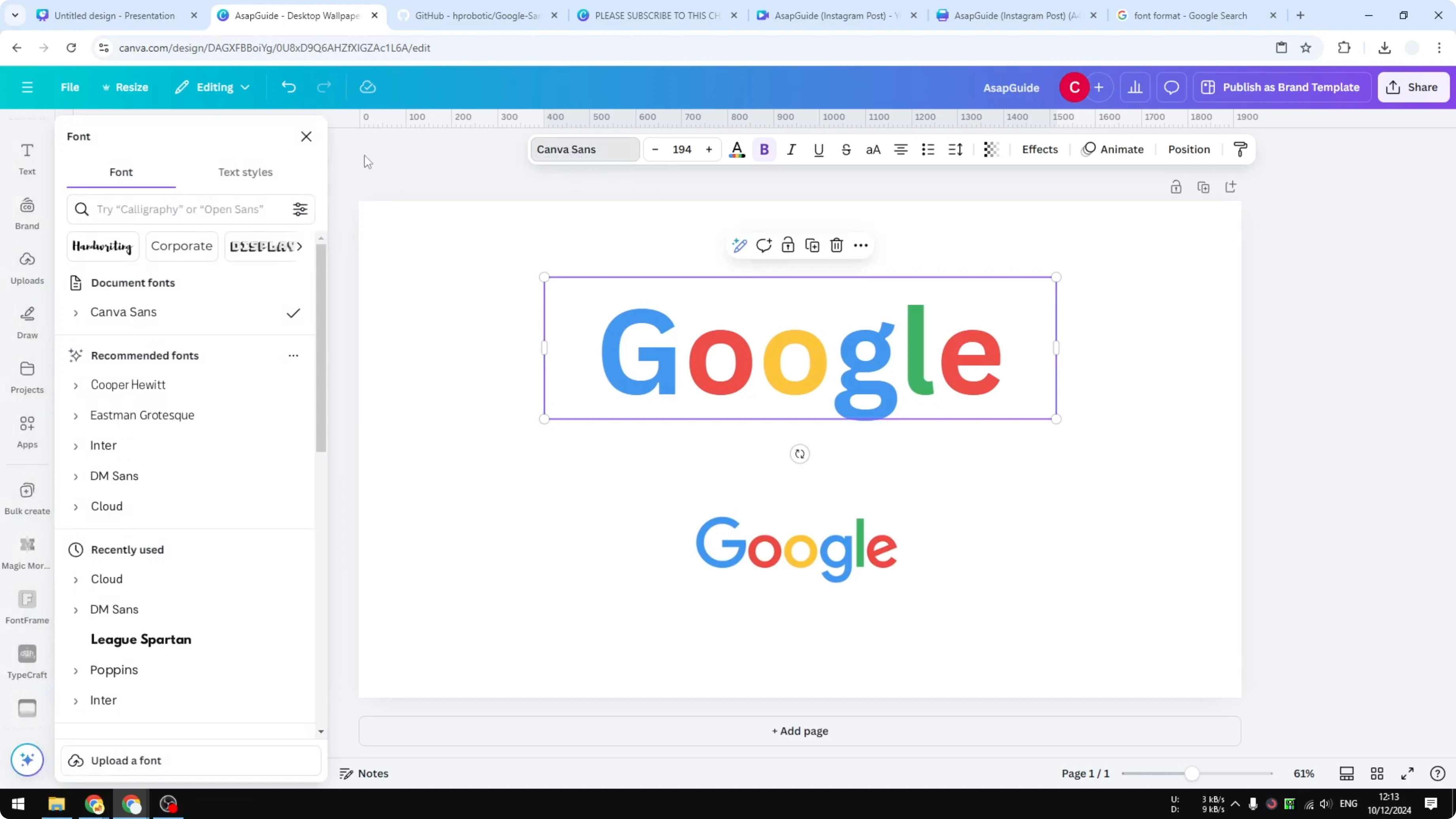 Screenshot from How to Upload Your Own Font to Canva at 64s