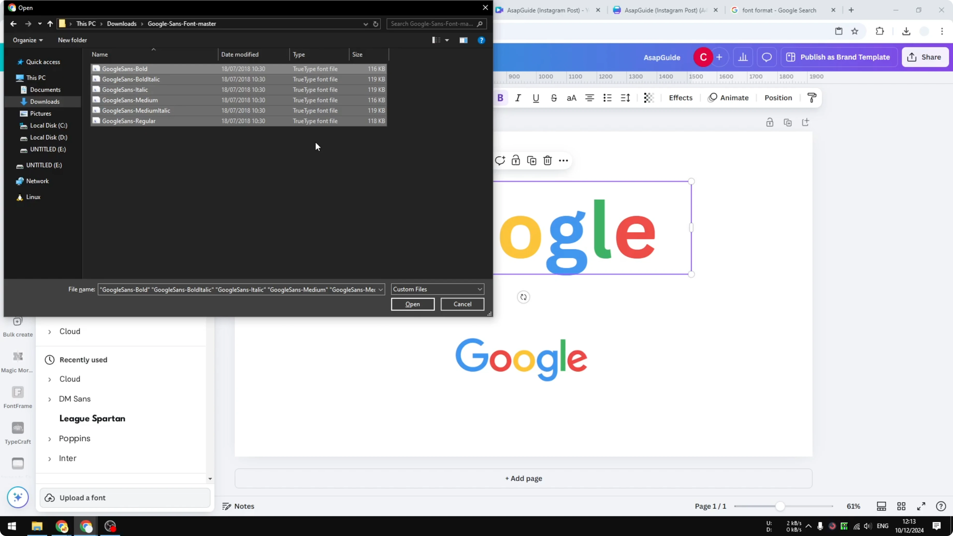 Screenshot from How to Upload Your Own Font to Canva at 87s