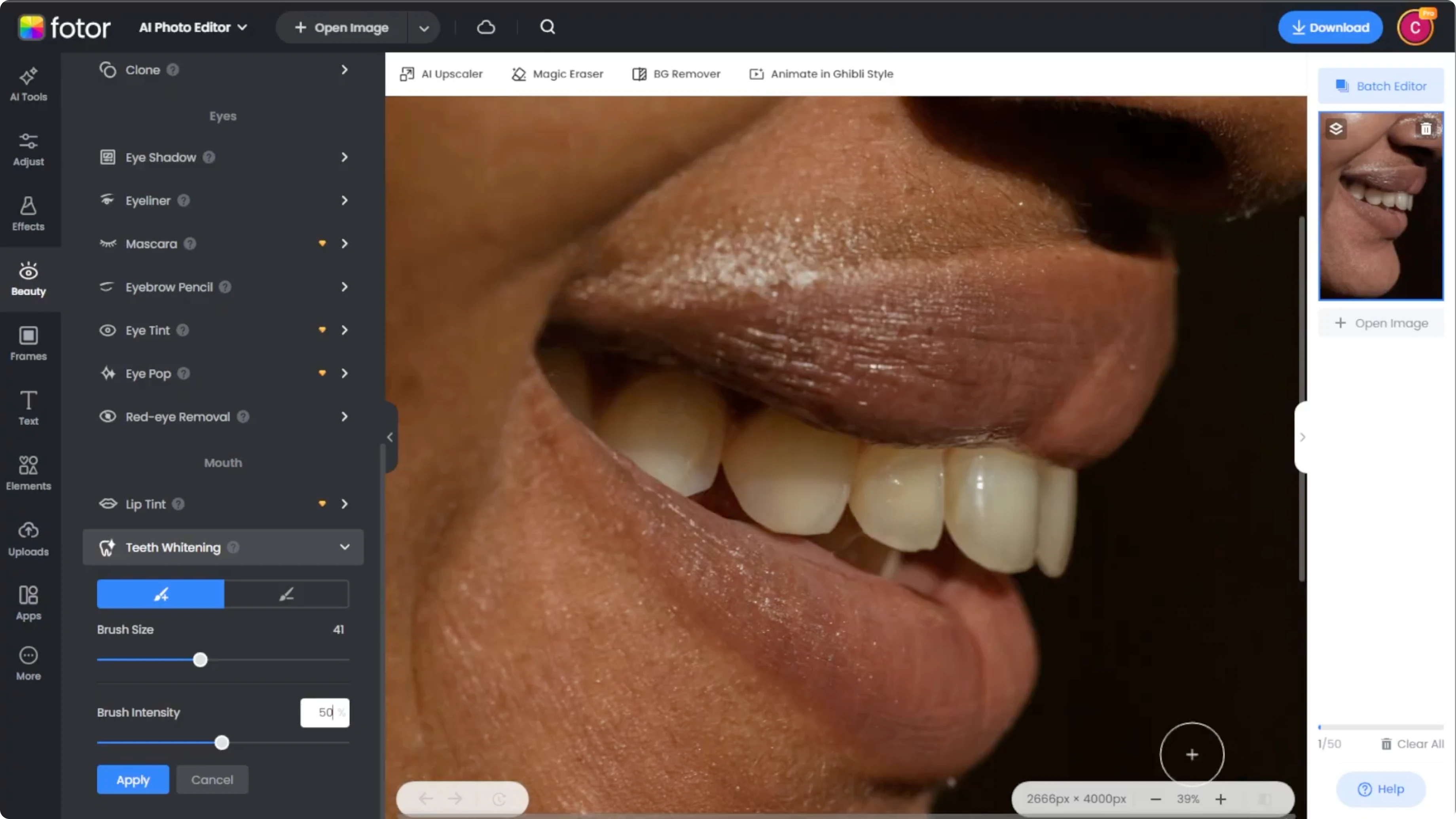 Screenshot from How to Whiten Teeth and Brighten Your Smile Naturally with AI? at 61s