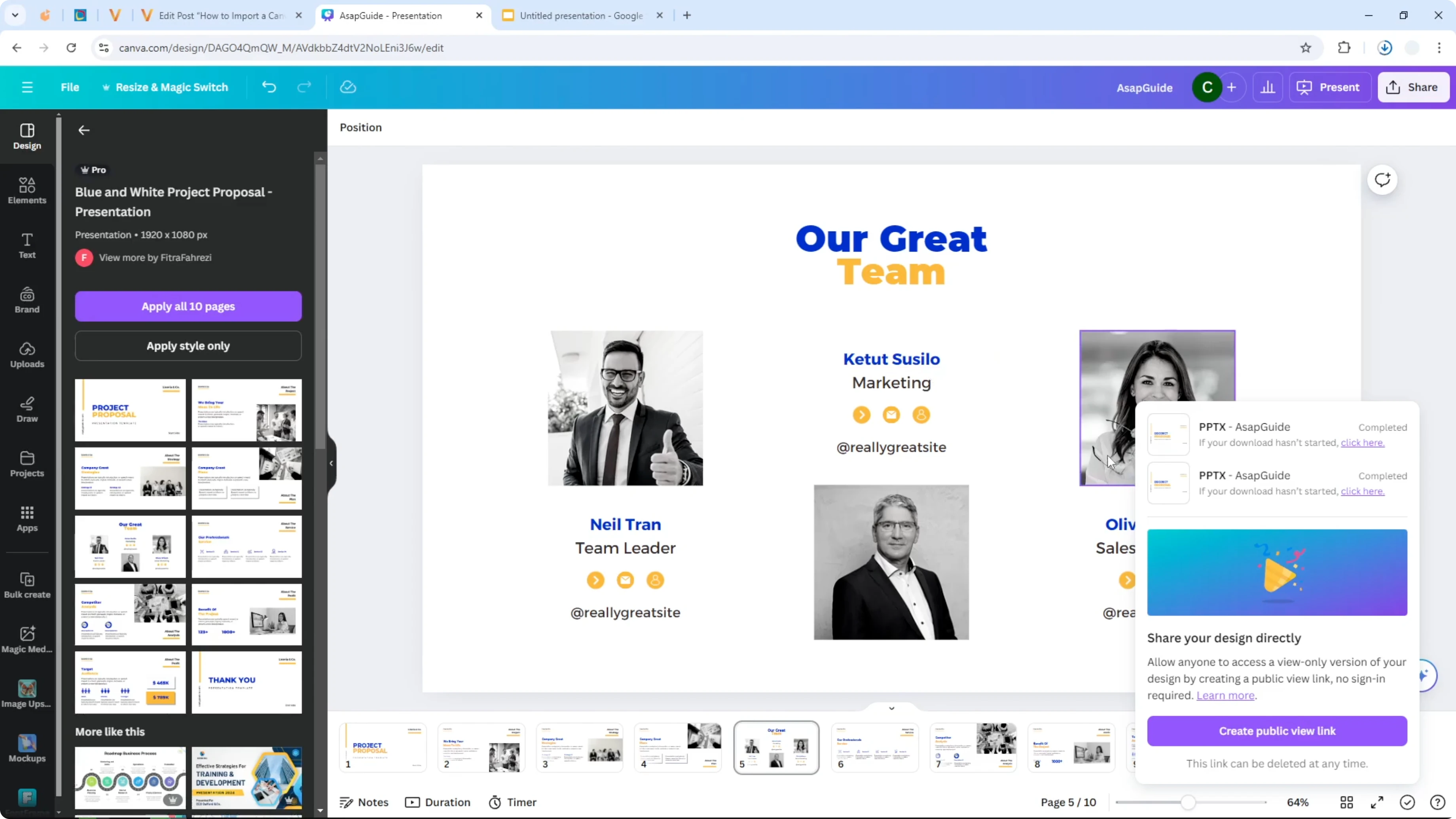 Screenshot from How to Import a Canva Presentation into Google Slides at 46s
