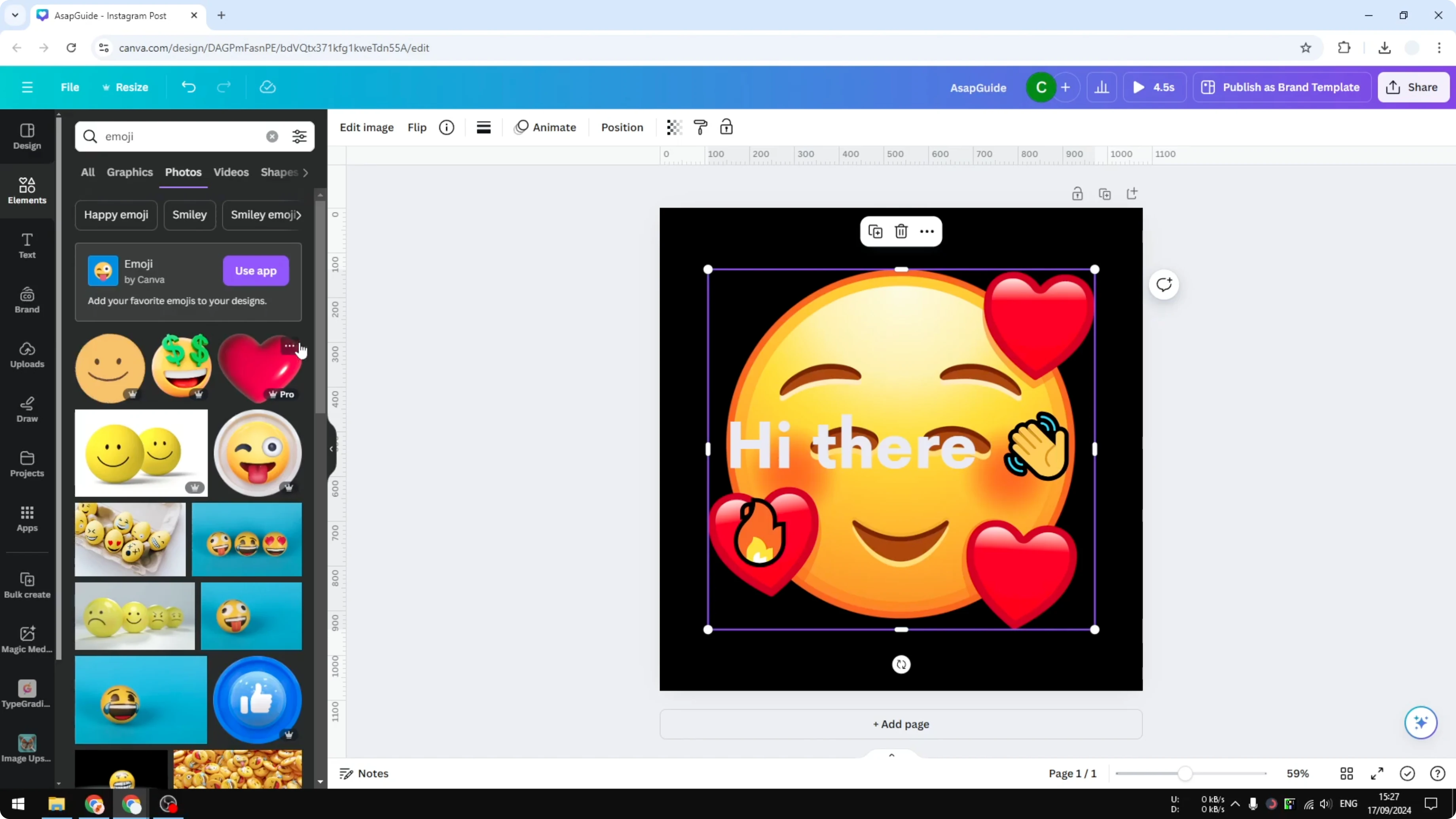 Screenshot from How to Insert Emojis in Canva at 104s