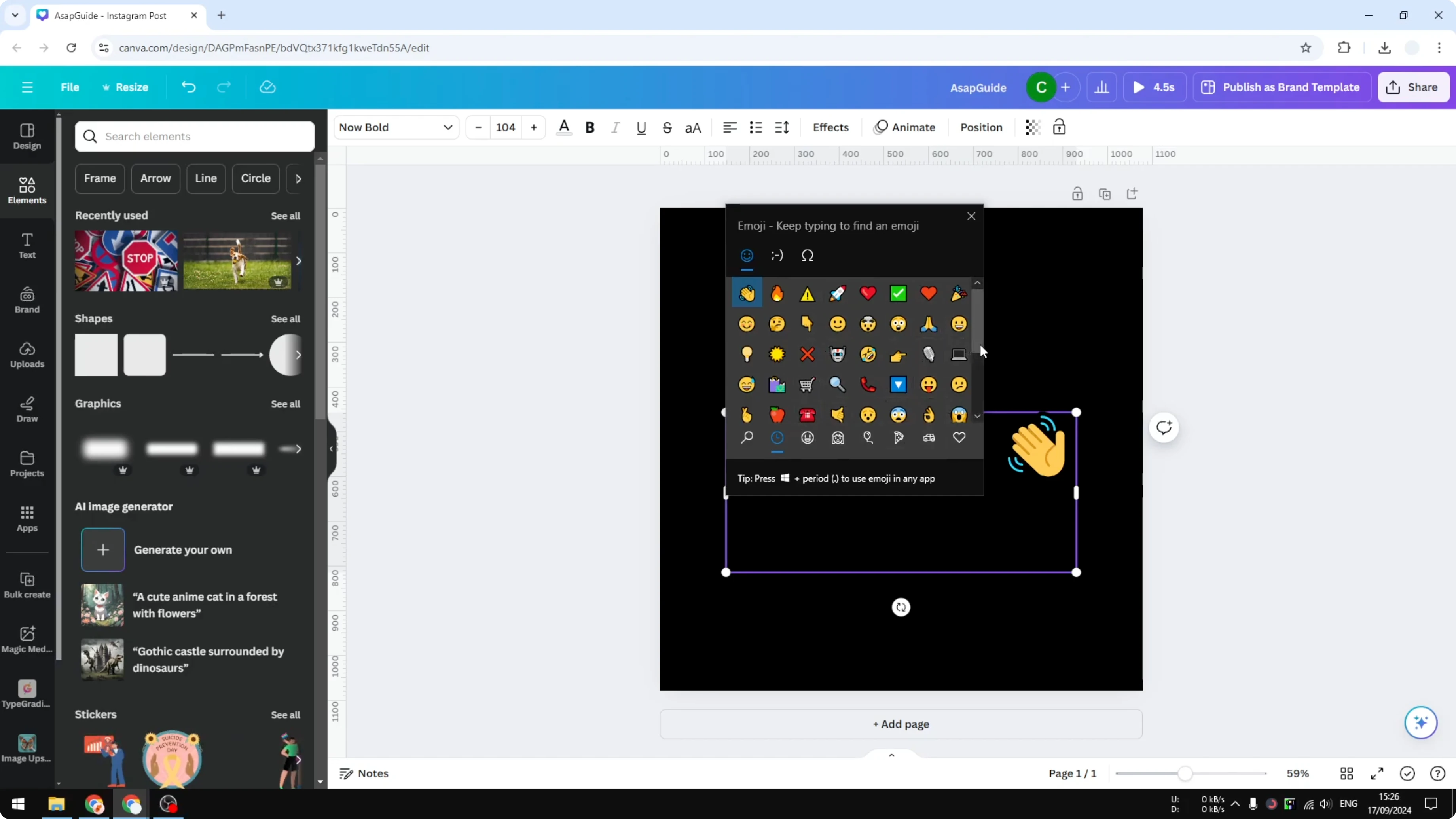 Screenshot from How to Insert Emojis in Canva at 36s