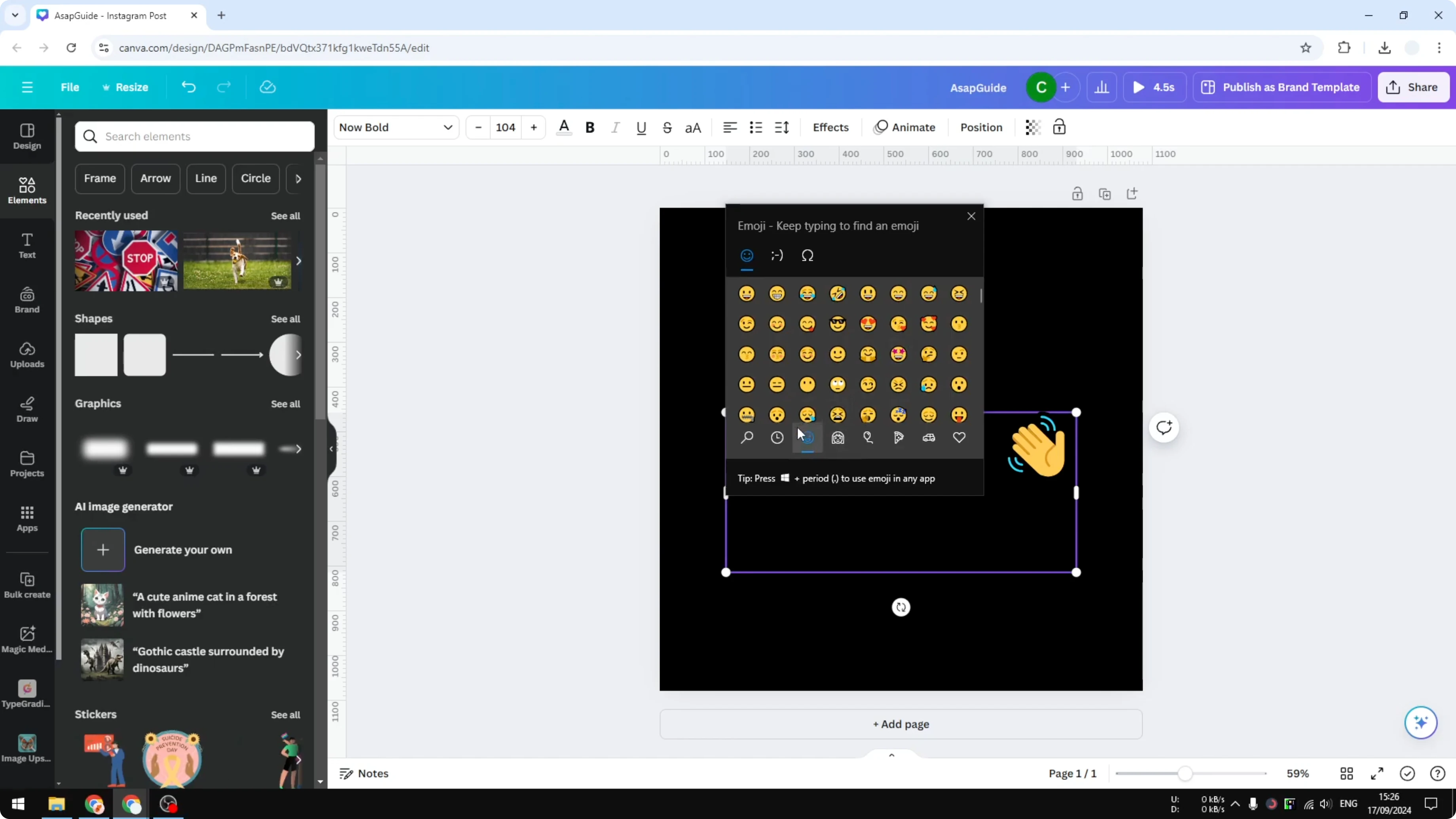 Screenshot from How to Insert Emojis in Canva at 46s