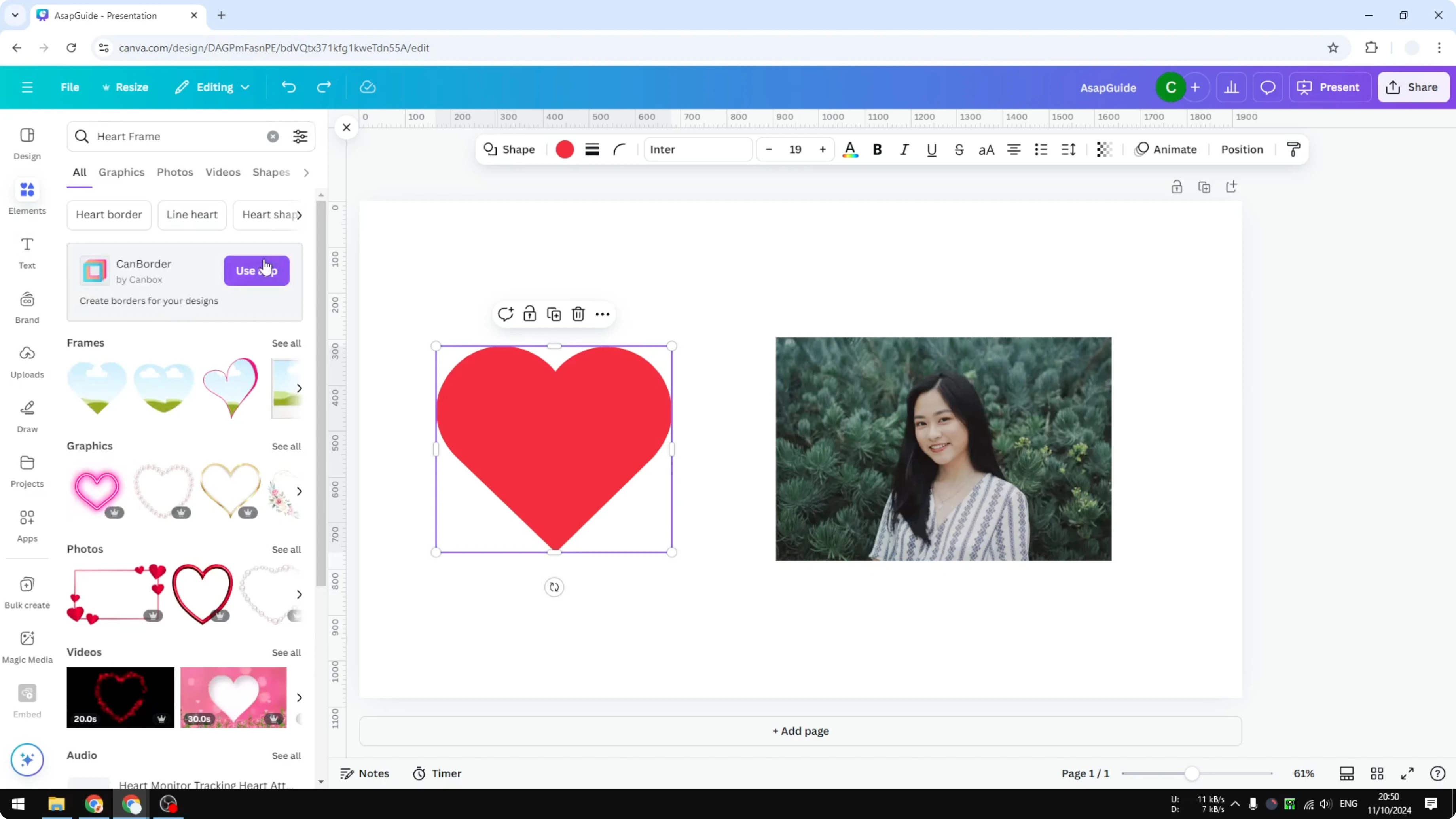 Screenshot from How to Insert a Photo to Shape in Canva at 66s