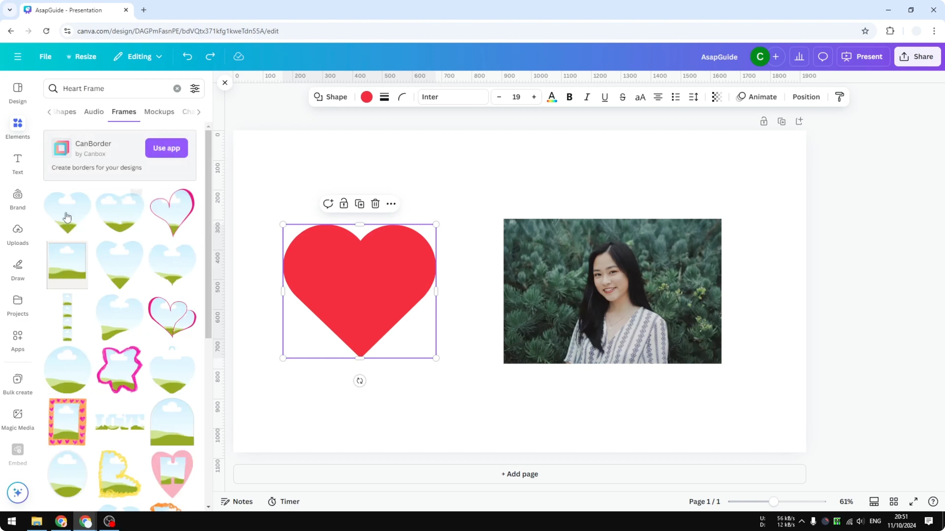 Screenshot from How to Insert a Photo to Shape in Canva at 73s