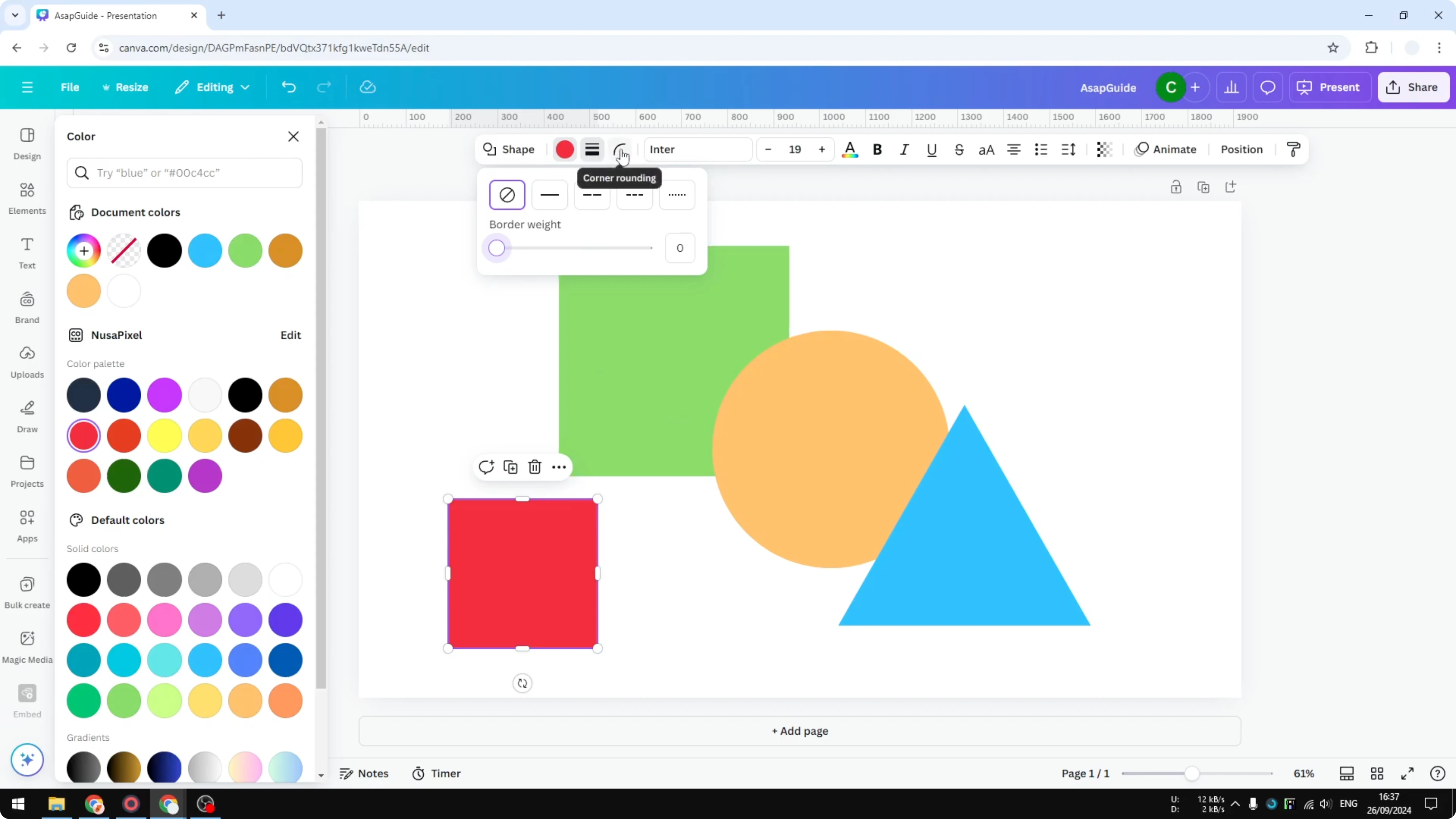 Screenshot from How to Insert Shapes in Canva at 101s
