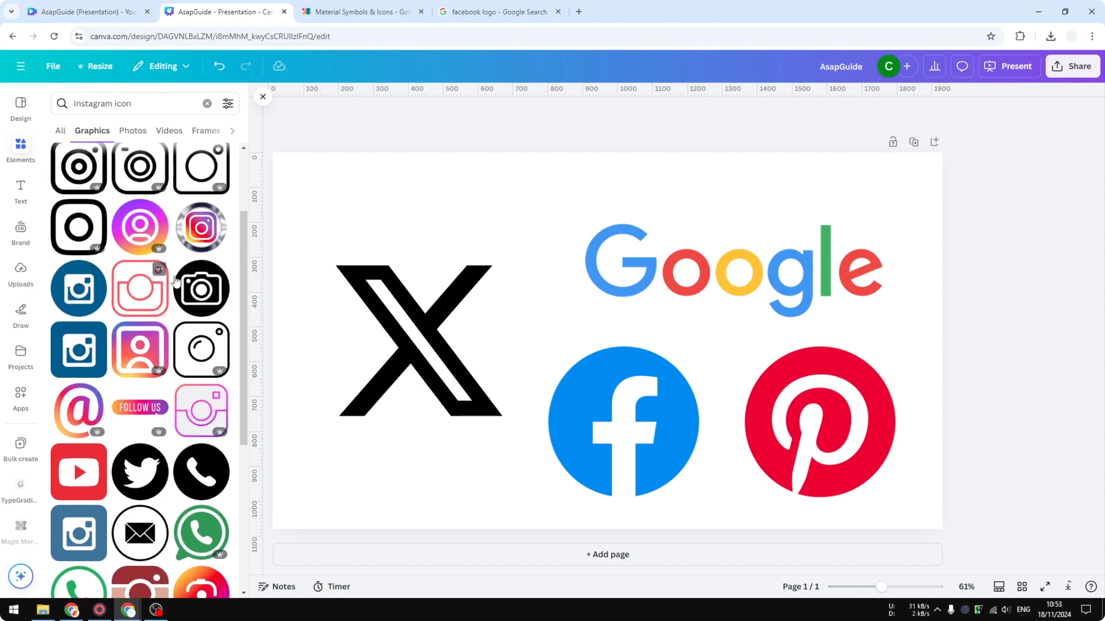 Screenshot from How to Insert Social Media Icons to Canva at 49s