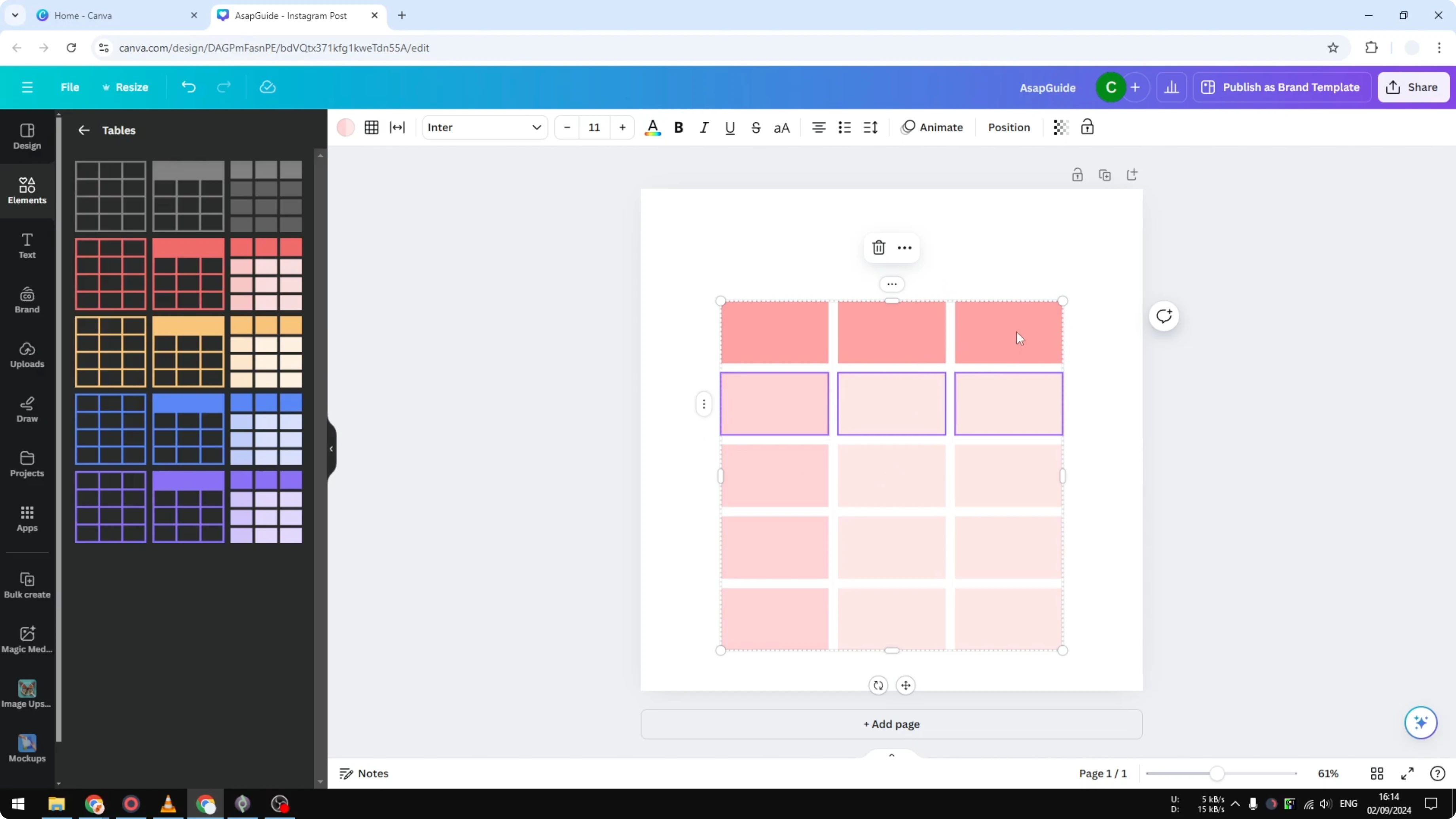 Screenshot from How To Insert A Table In Canva at 52s
