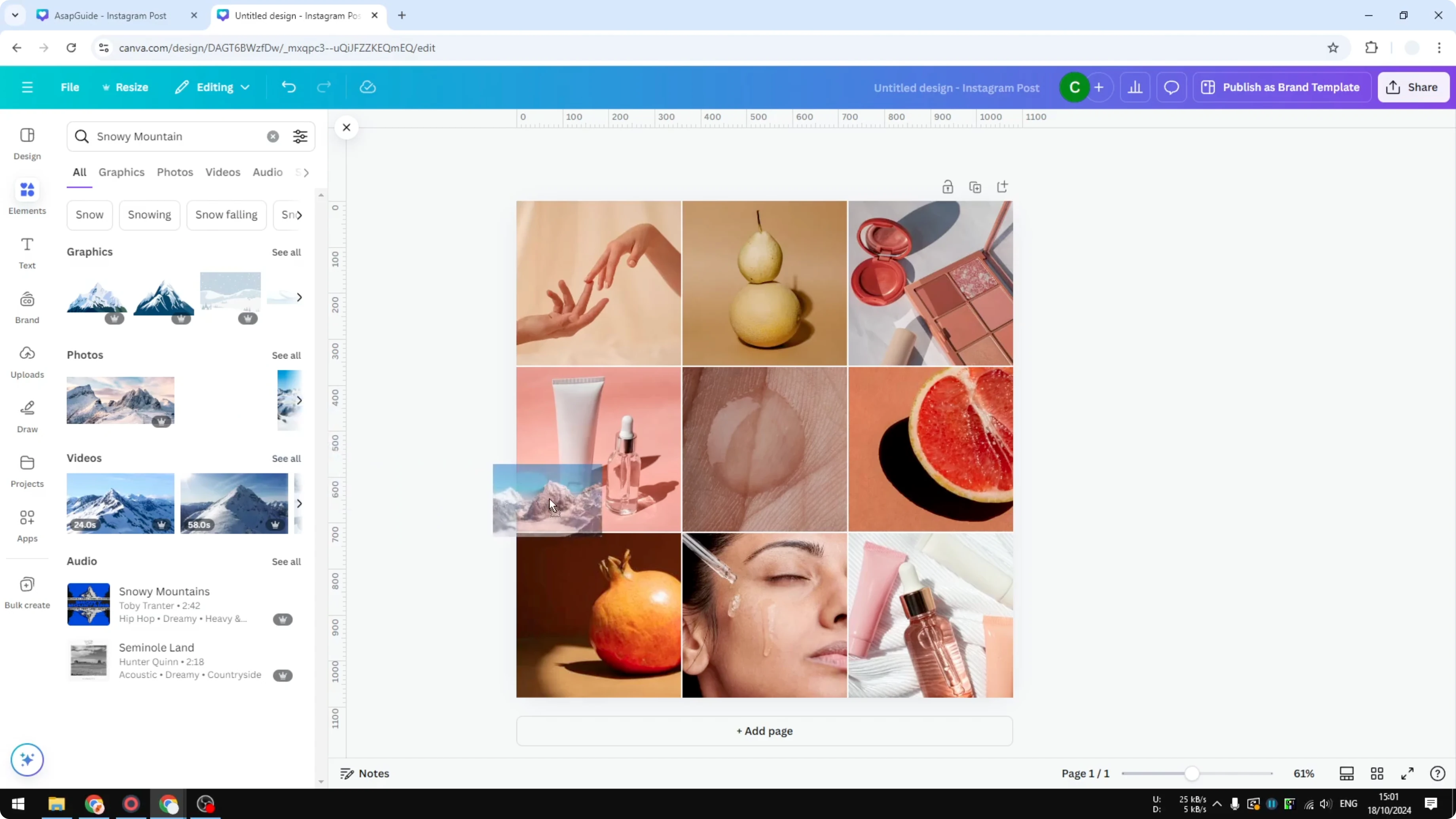 Screenshot from How to Make Instagram Grid in Canva at 125s