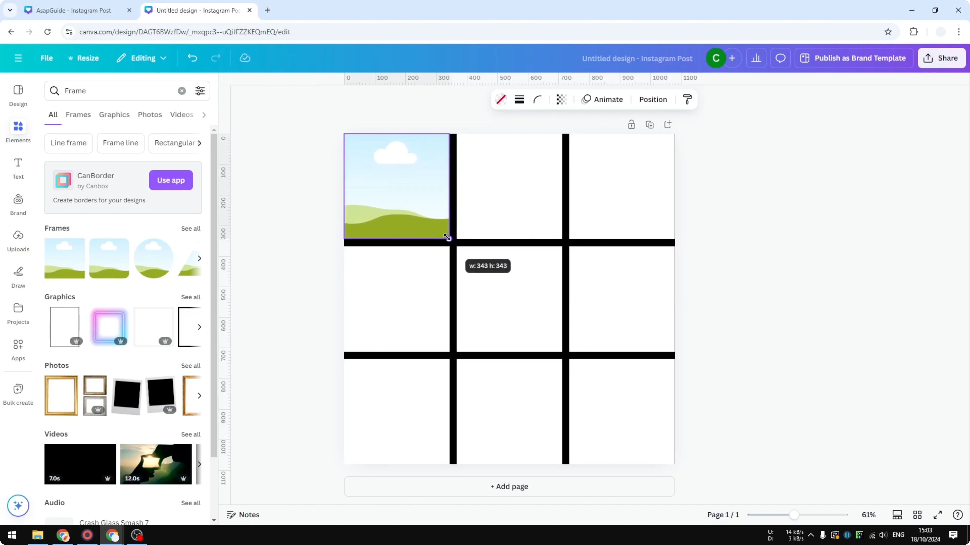 Screenshot from How to Make Instagram Grid in Canva at 215s