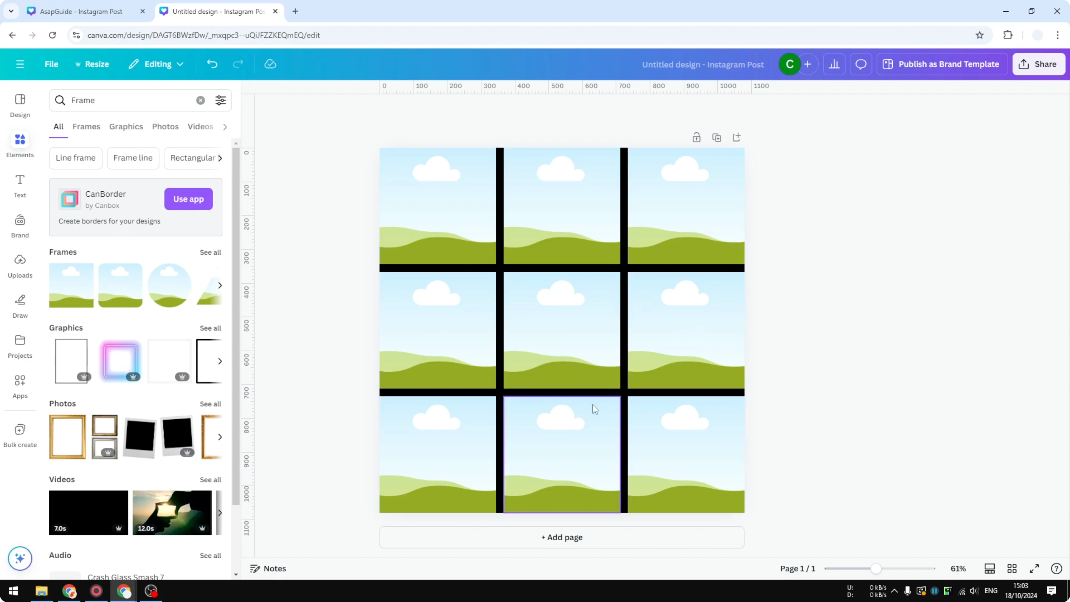 Screenshot from How to Make Instagram Grid in Canva at 247s