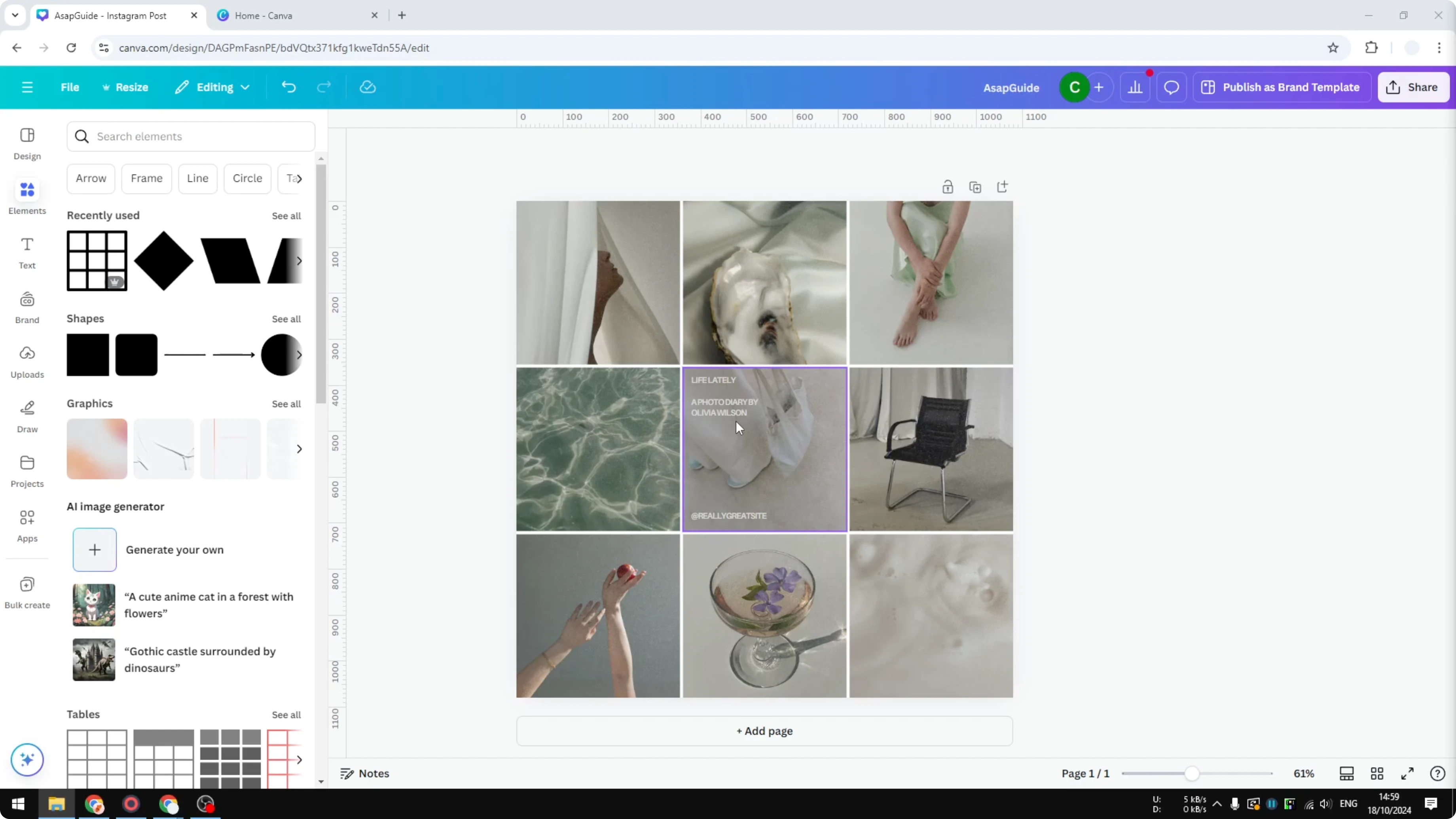 Screenshot from How to Make Instagram Grid in Canva at 25s
