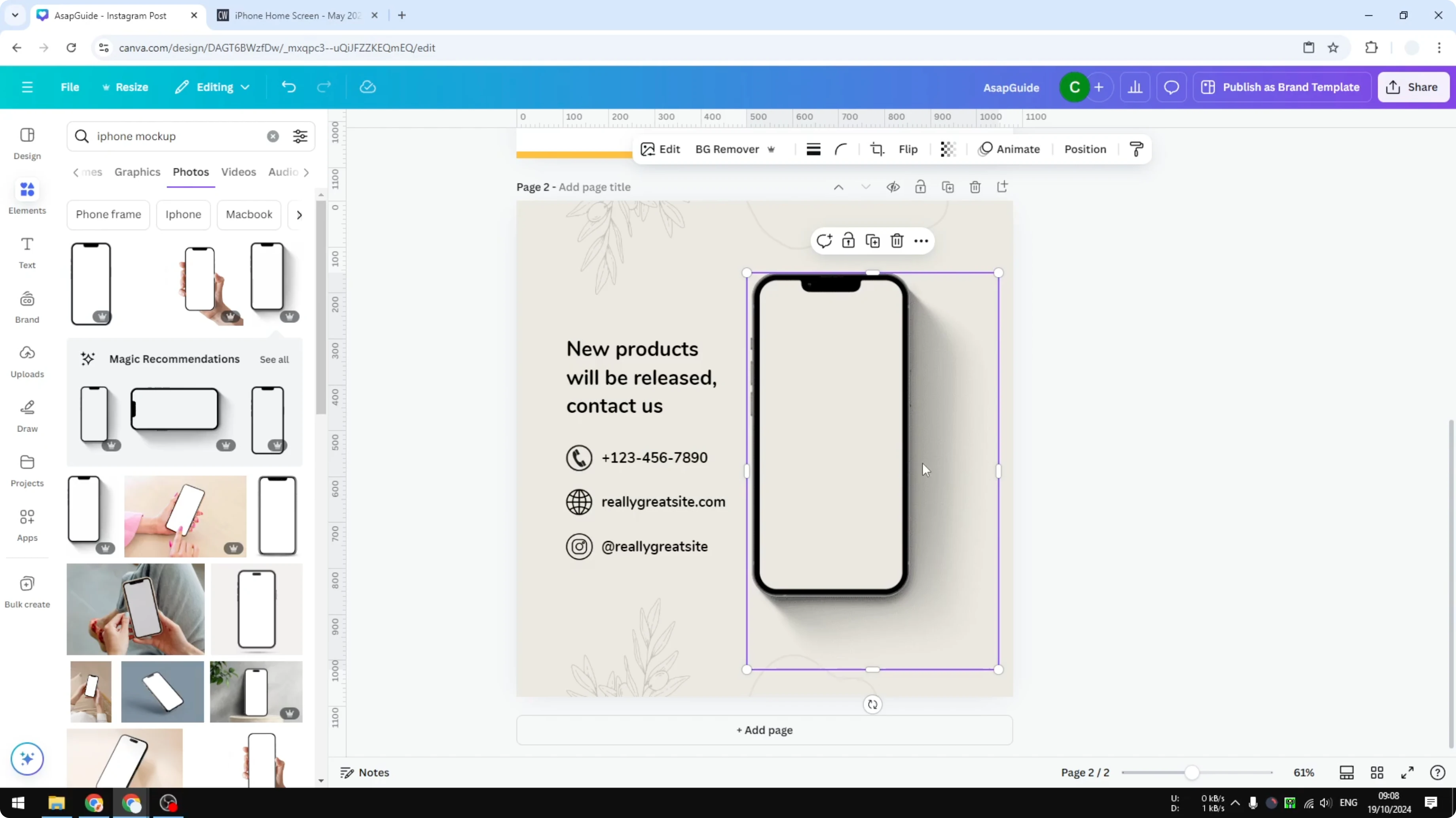 Screenshot from How to Create iPhone Mockup in Canva at 137s