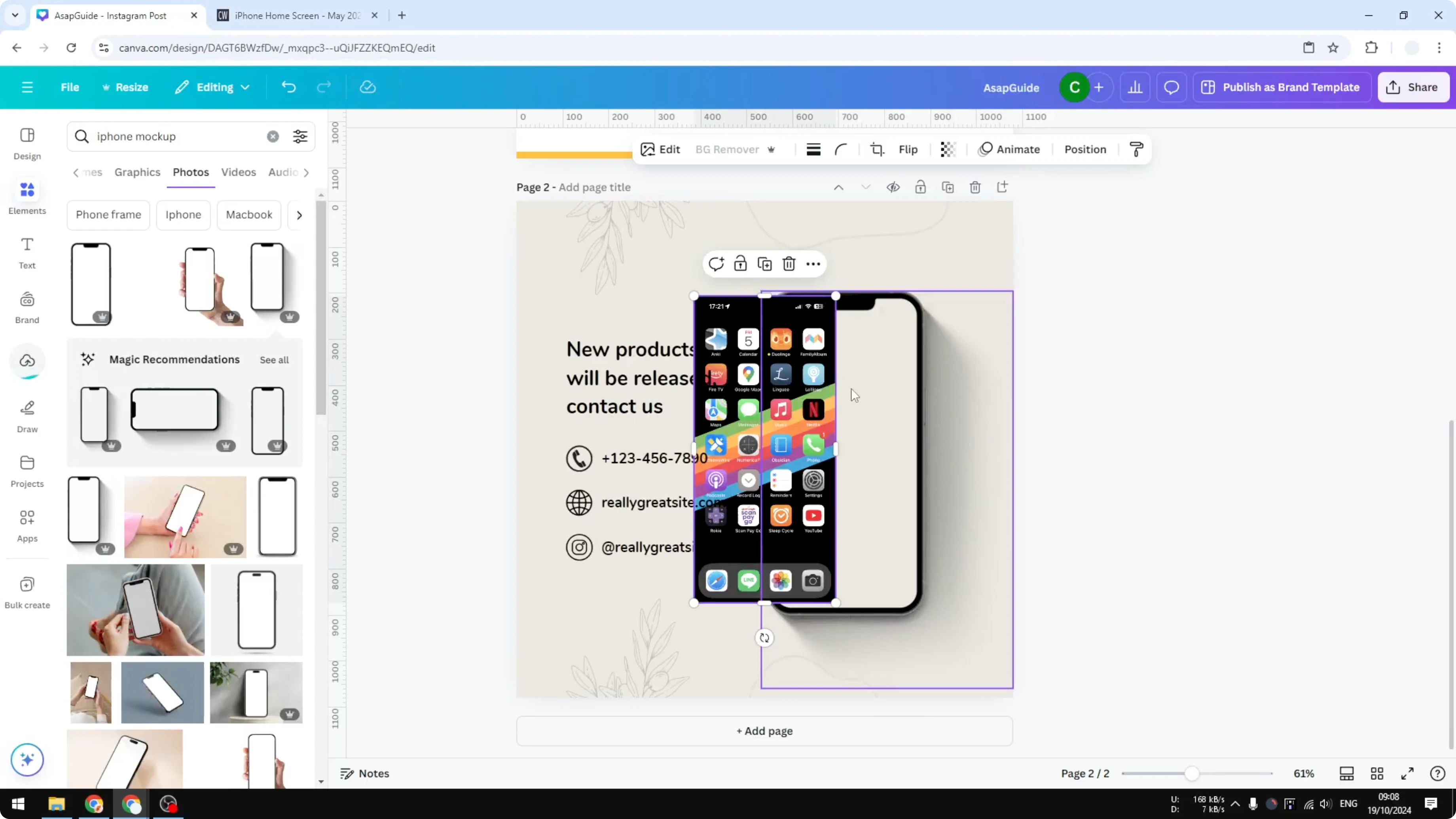 Screenshot from How to Create iPhone Mockup in Canva at 149s
