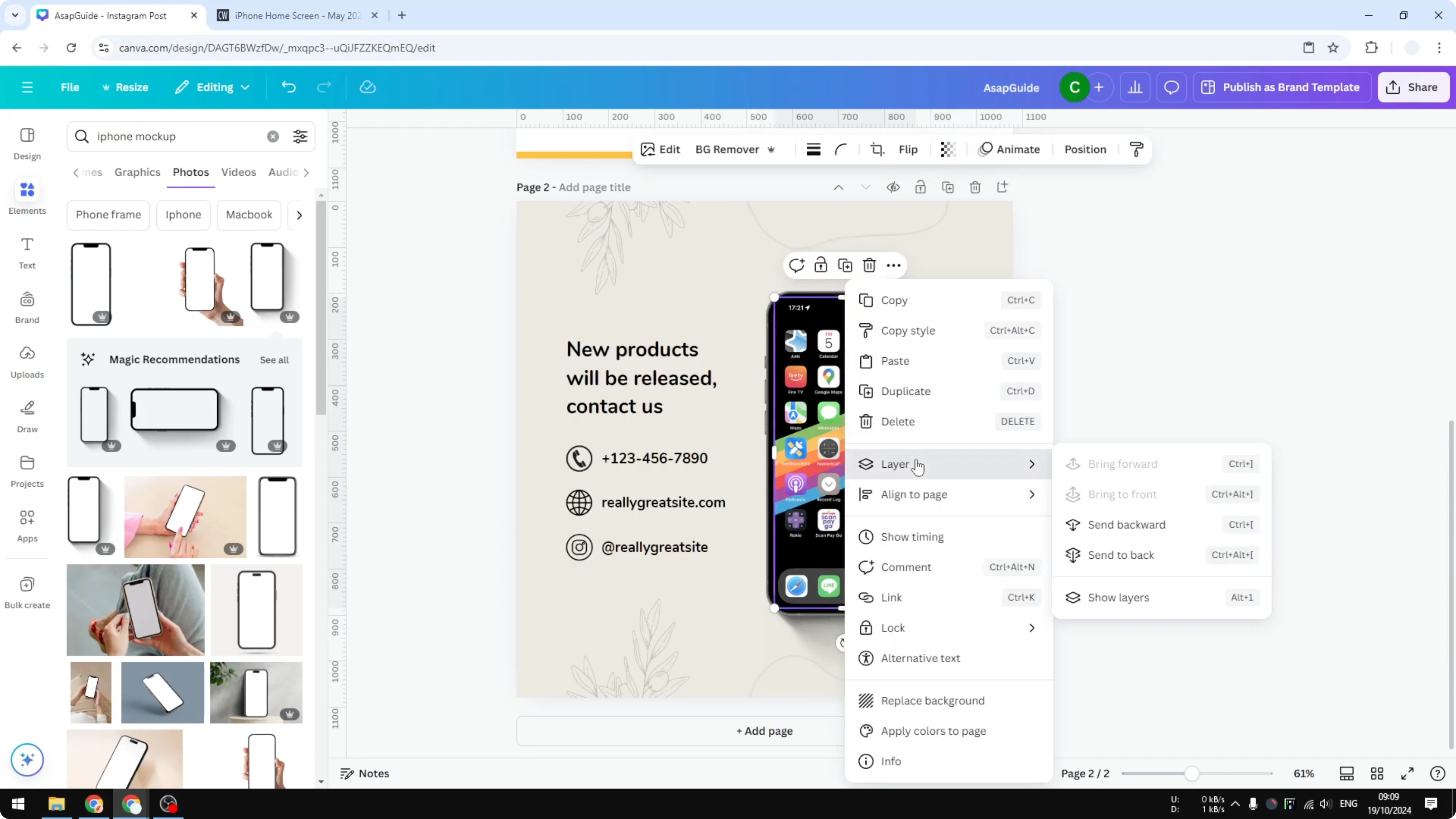 Screenshot from How to Create iPhone Mockup in Canva at 182s