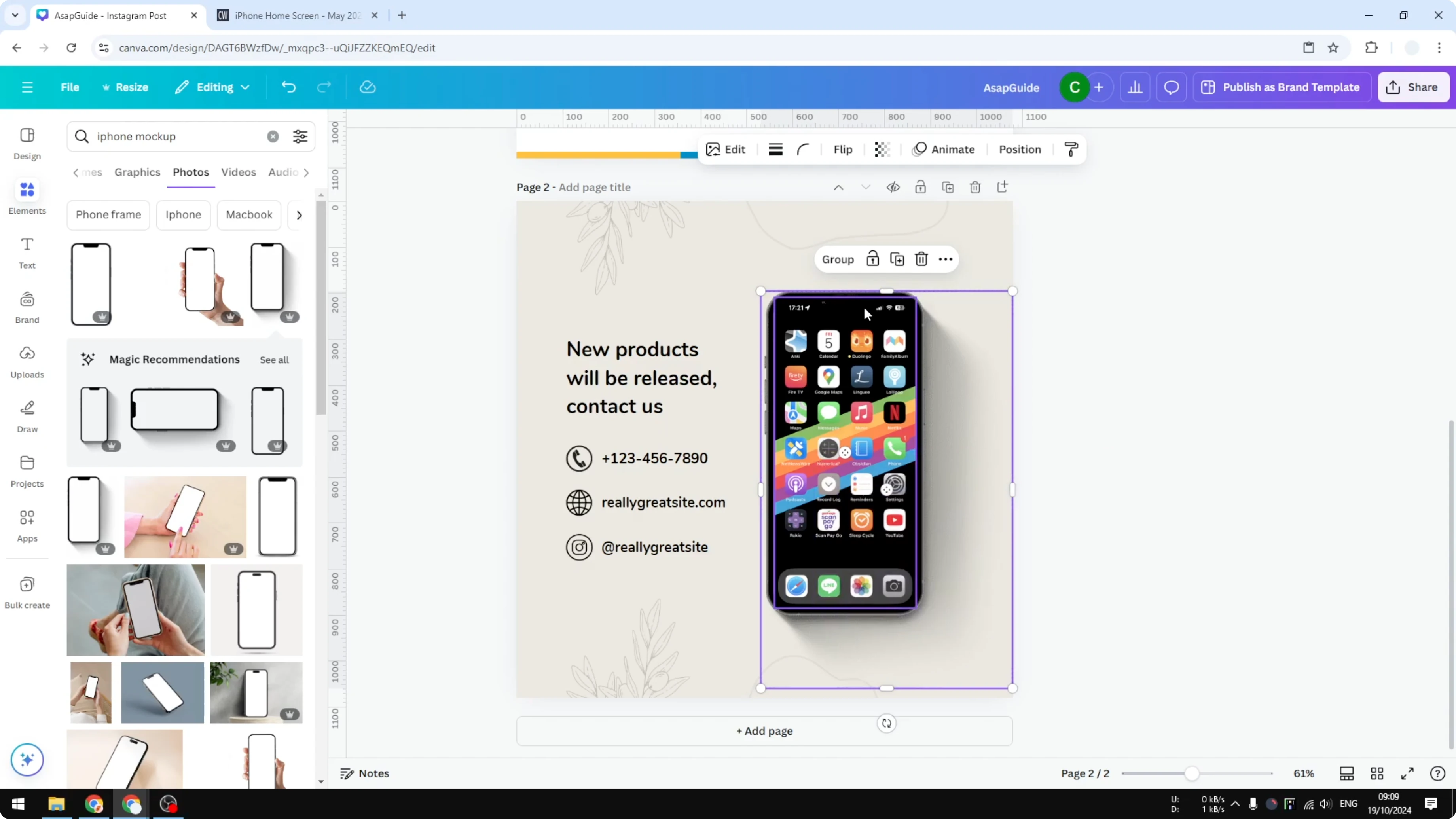 Screenshot from How to Create iPhone Mockup in Canva at 199s