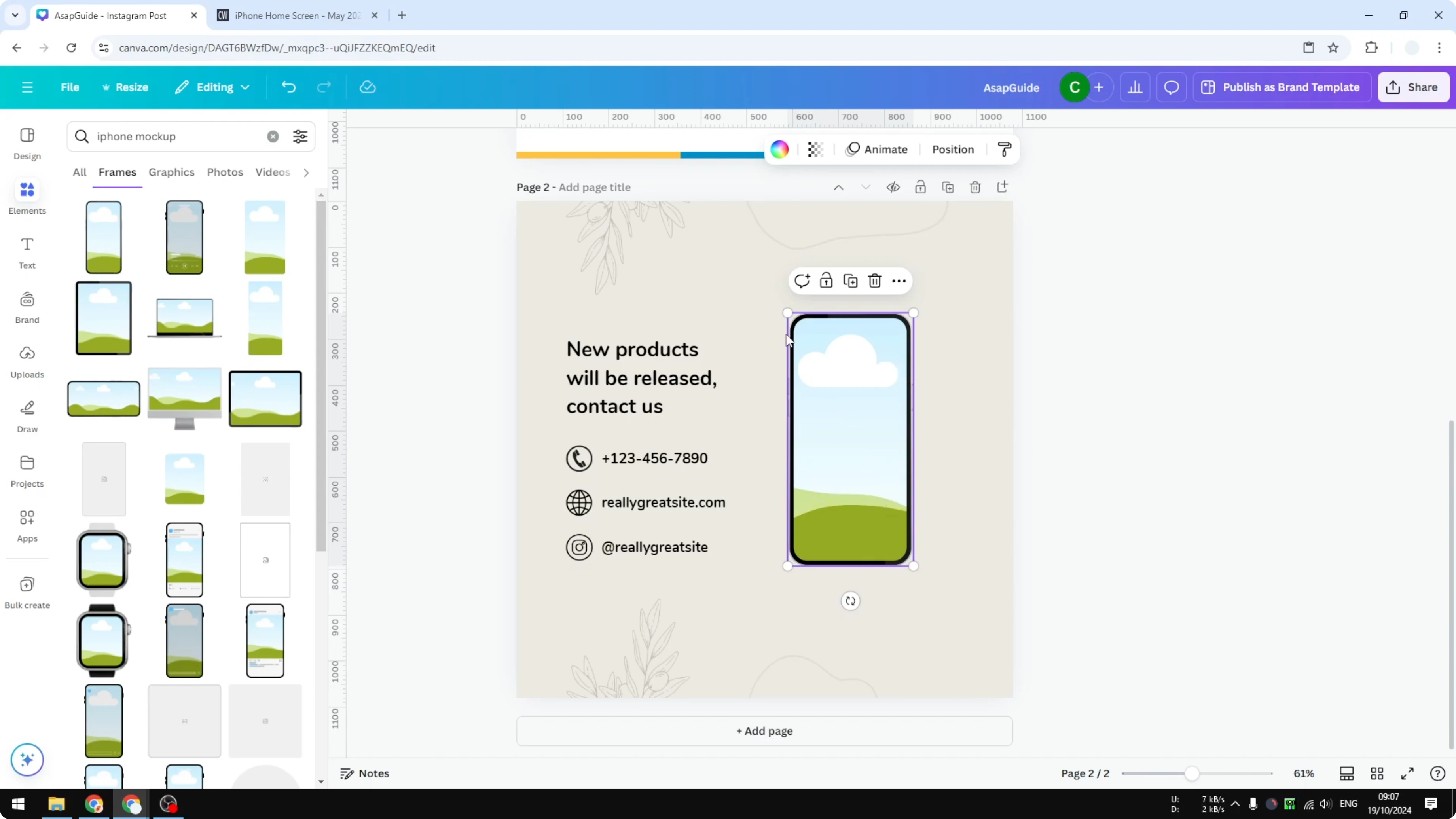 Screenshot from How to Create iPhone Mockup in Canva at 71s