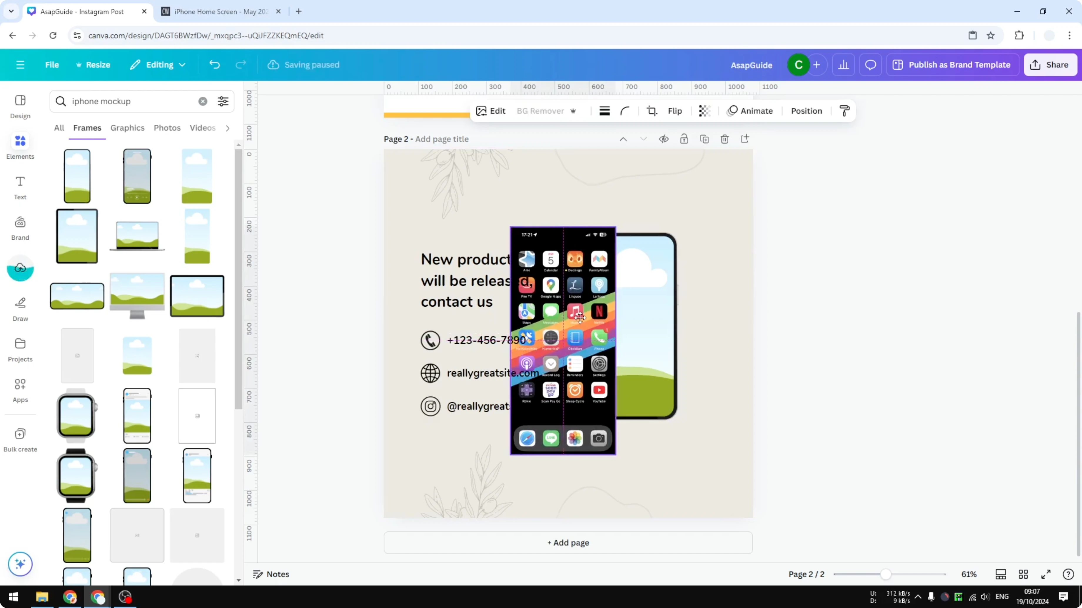 Screenshot from How to Create iPhone Mockup in Canva at 81s
