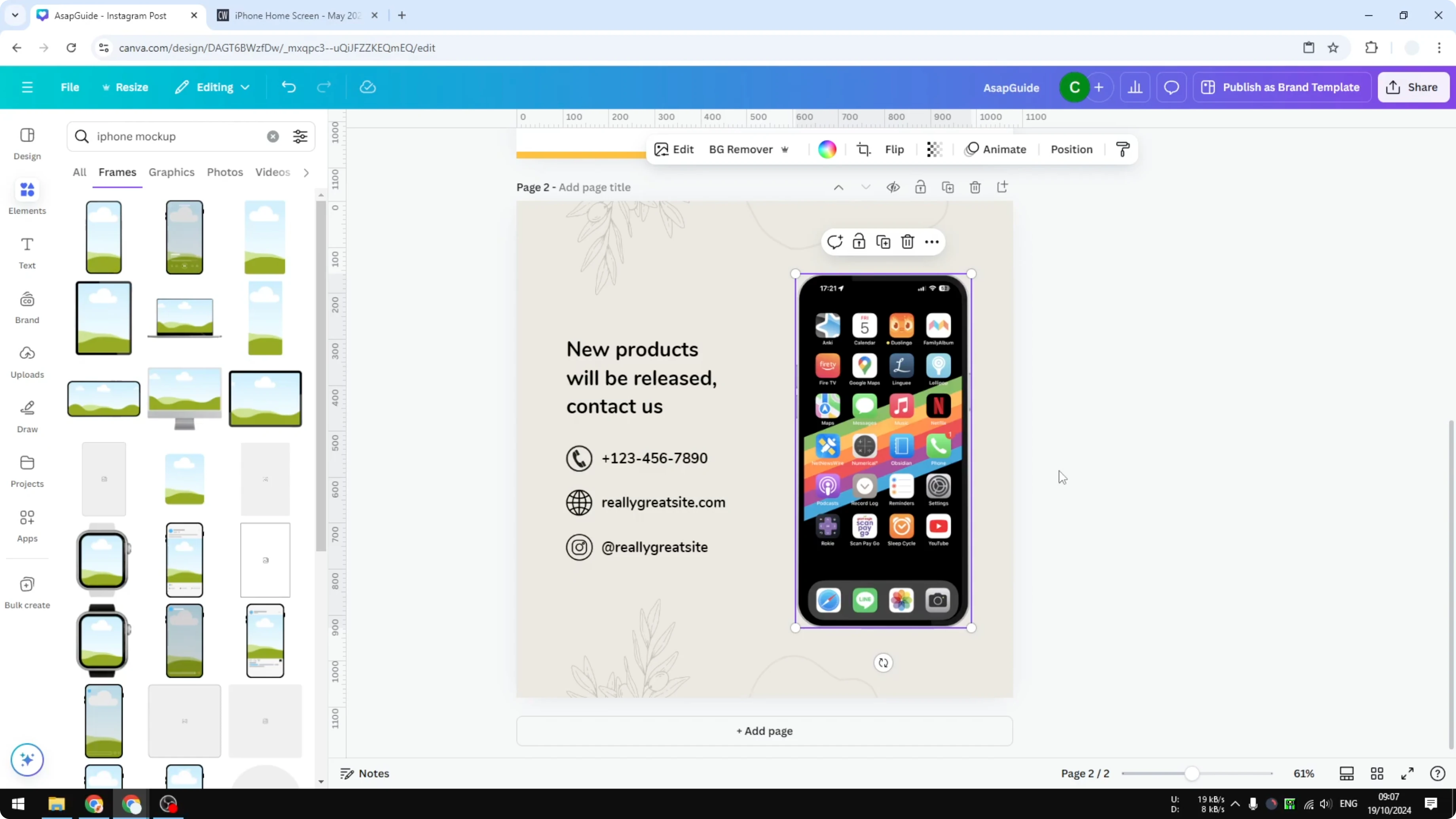 Screenshot from How to Create iPhone Mockup in Canva at 91s