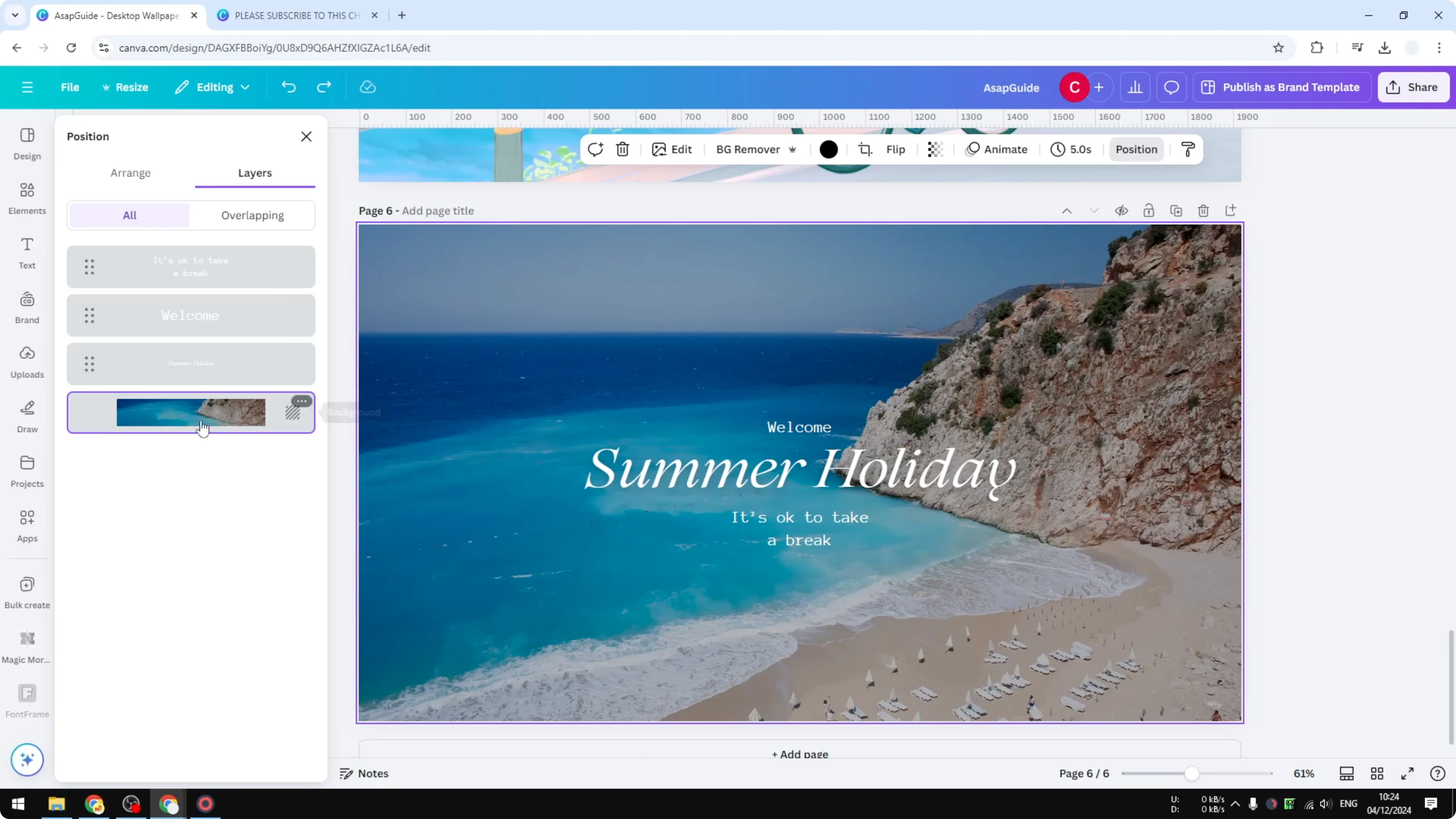 Screenshot from How to Lock Background in Canva at 16s