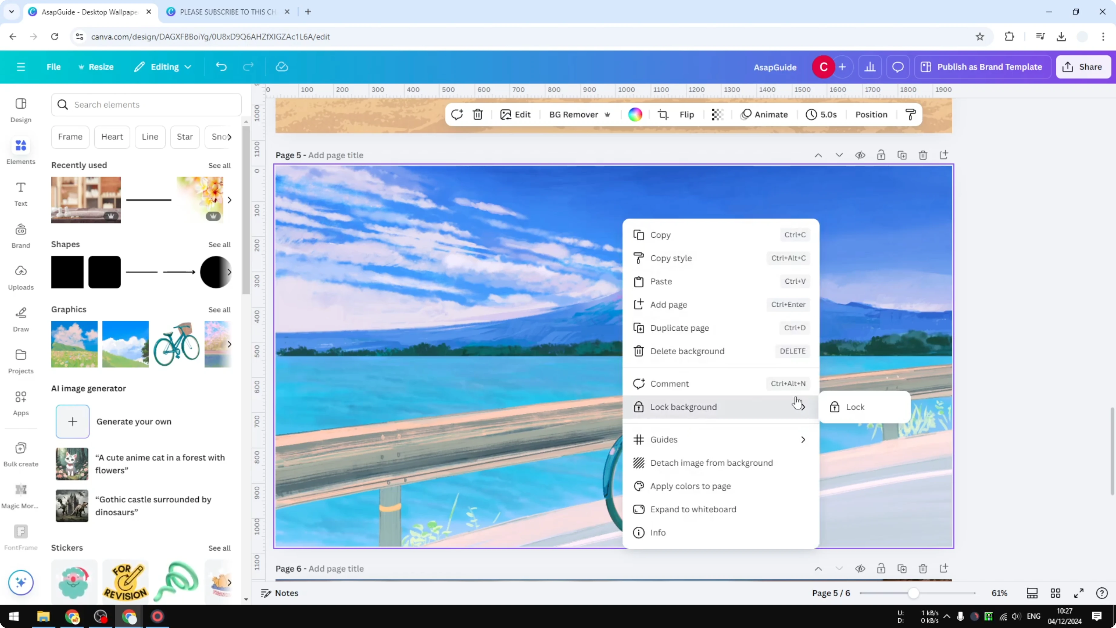Screenshot from How to Lock Background in Canva at 181s