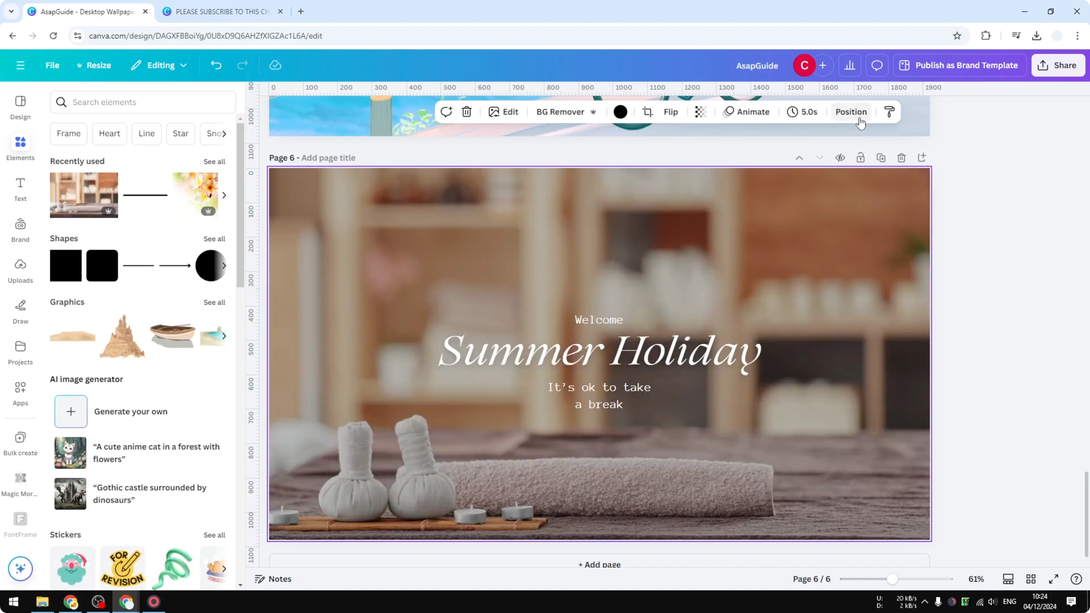 Screenshot from How to Lock Background in Canva at 44s