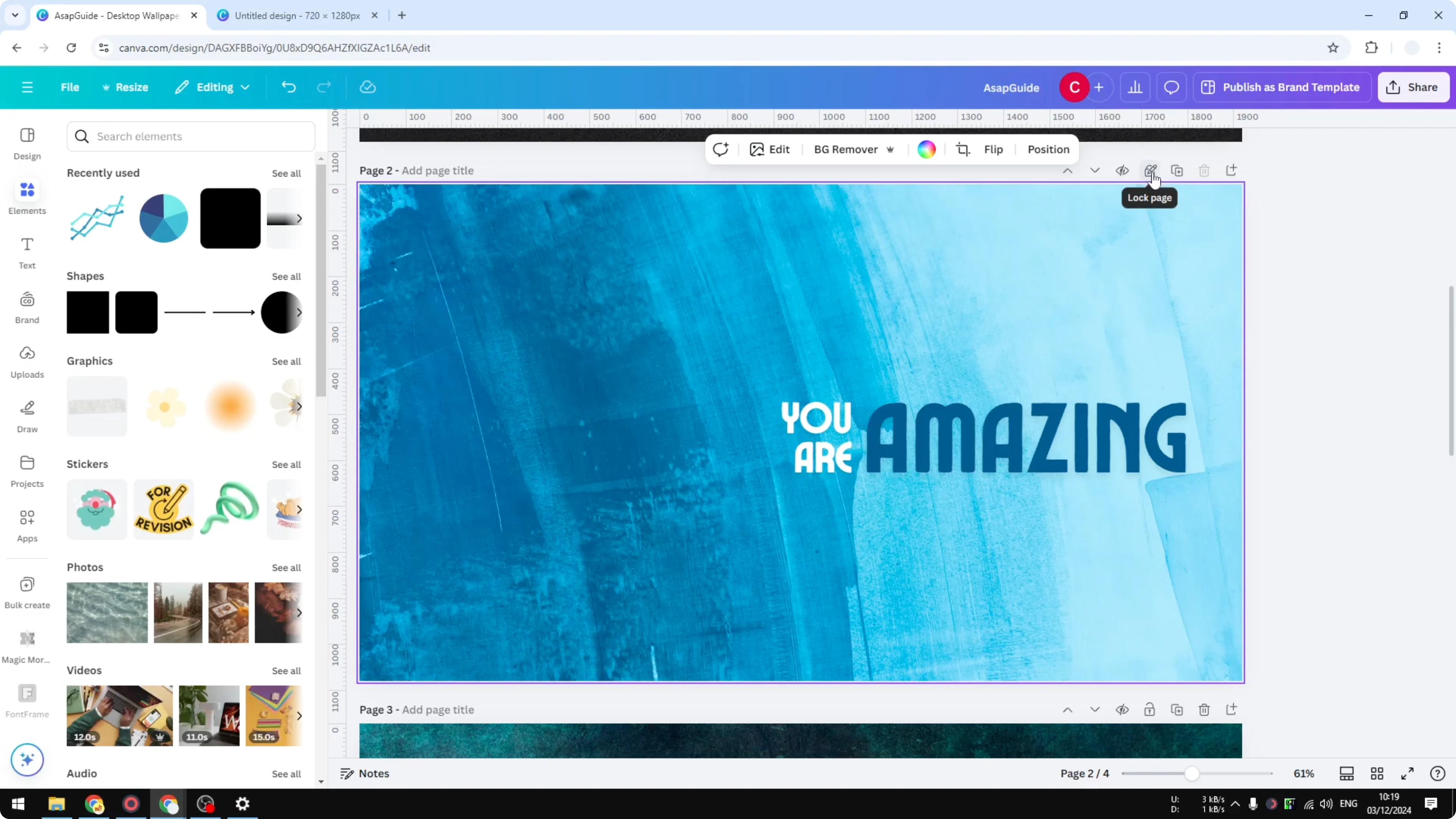 Screenshot from How to Lock & Unloack Canva Page at 66s