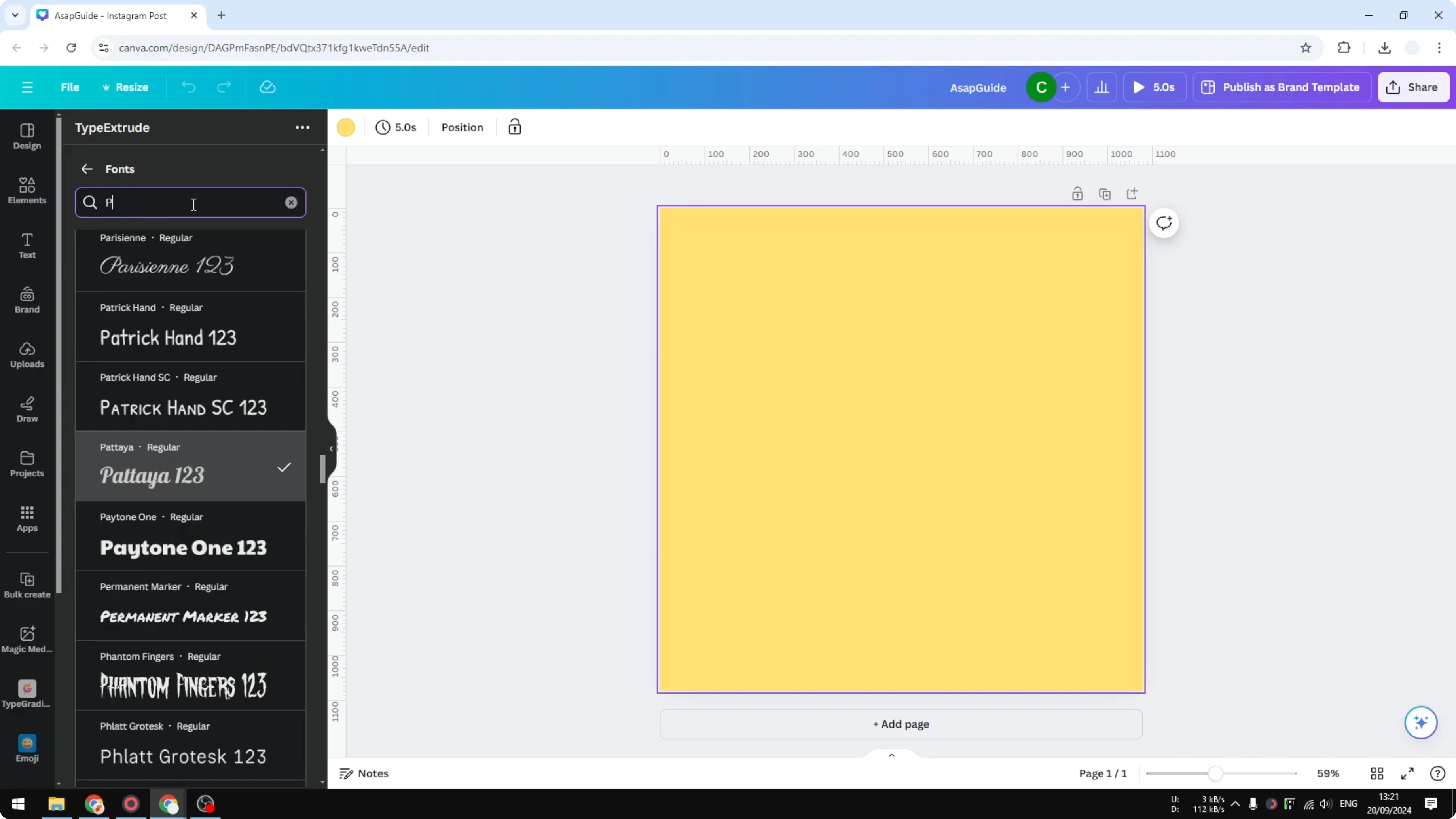 Screenshot from How to Create a Long Shadow Text Effect in Canva at 46s