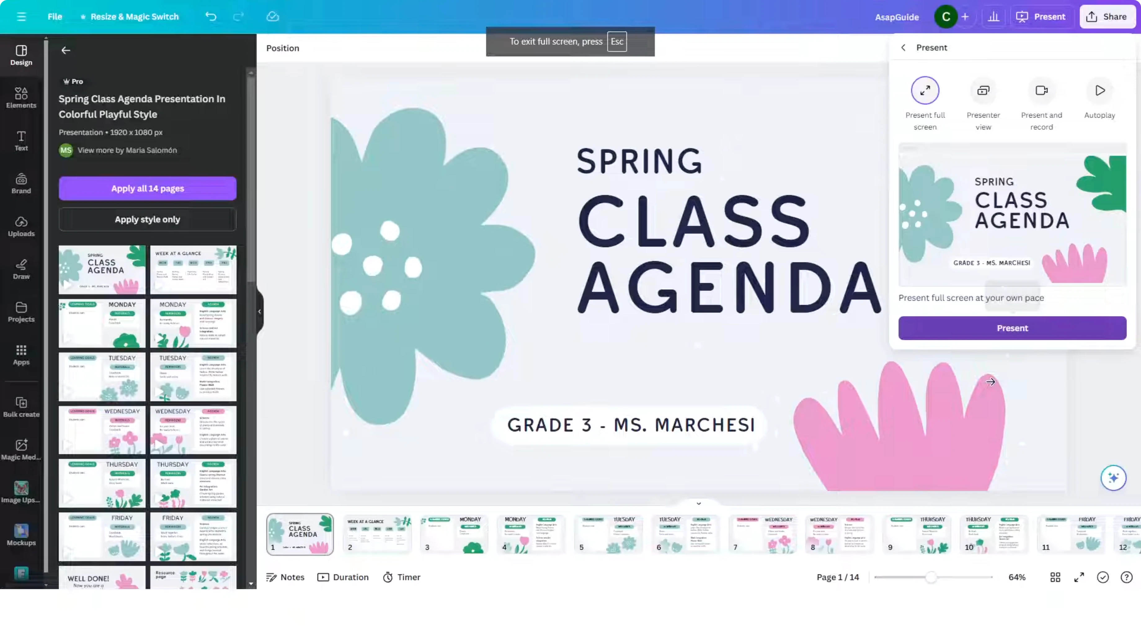Screenshot from How to Loop Canva Presentation at 50s
