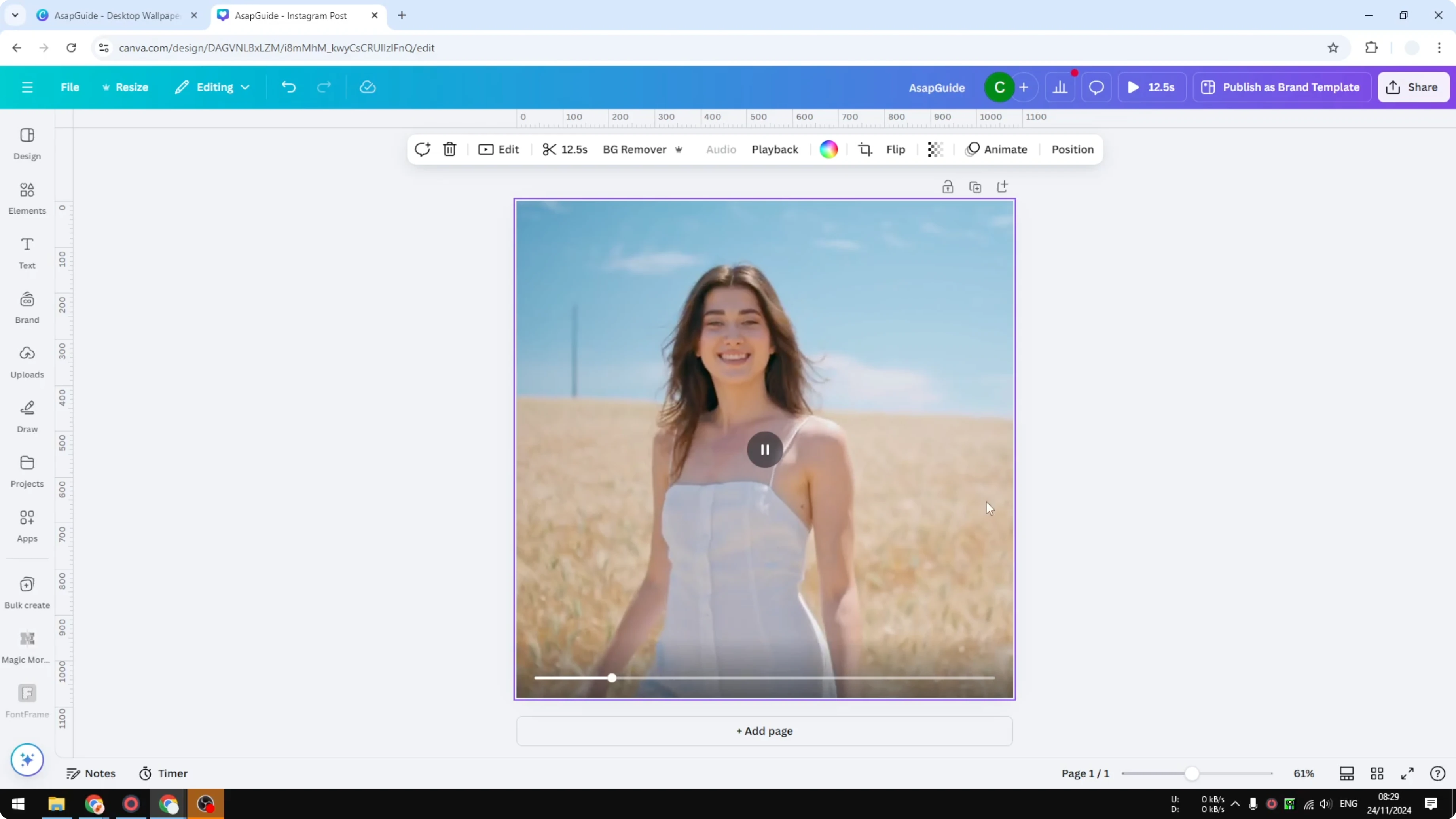 Screenshot from How to Loop a Video in Canva at 41s
