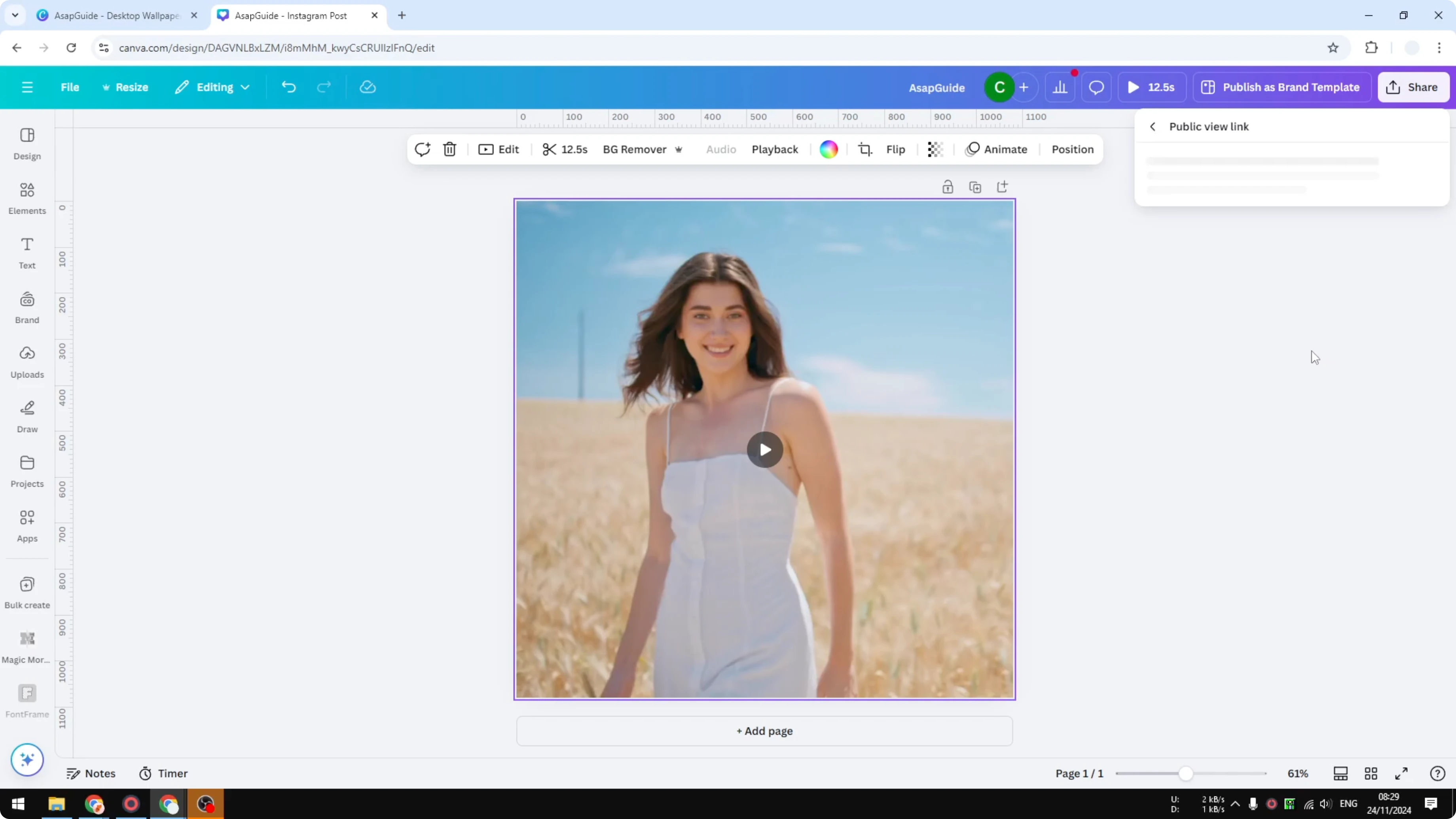 Screenshot from How to Loop a Video in Canva at 65s