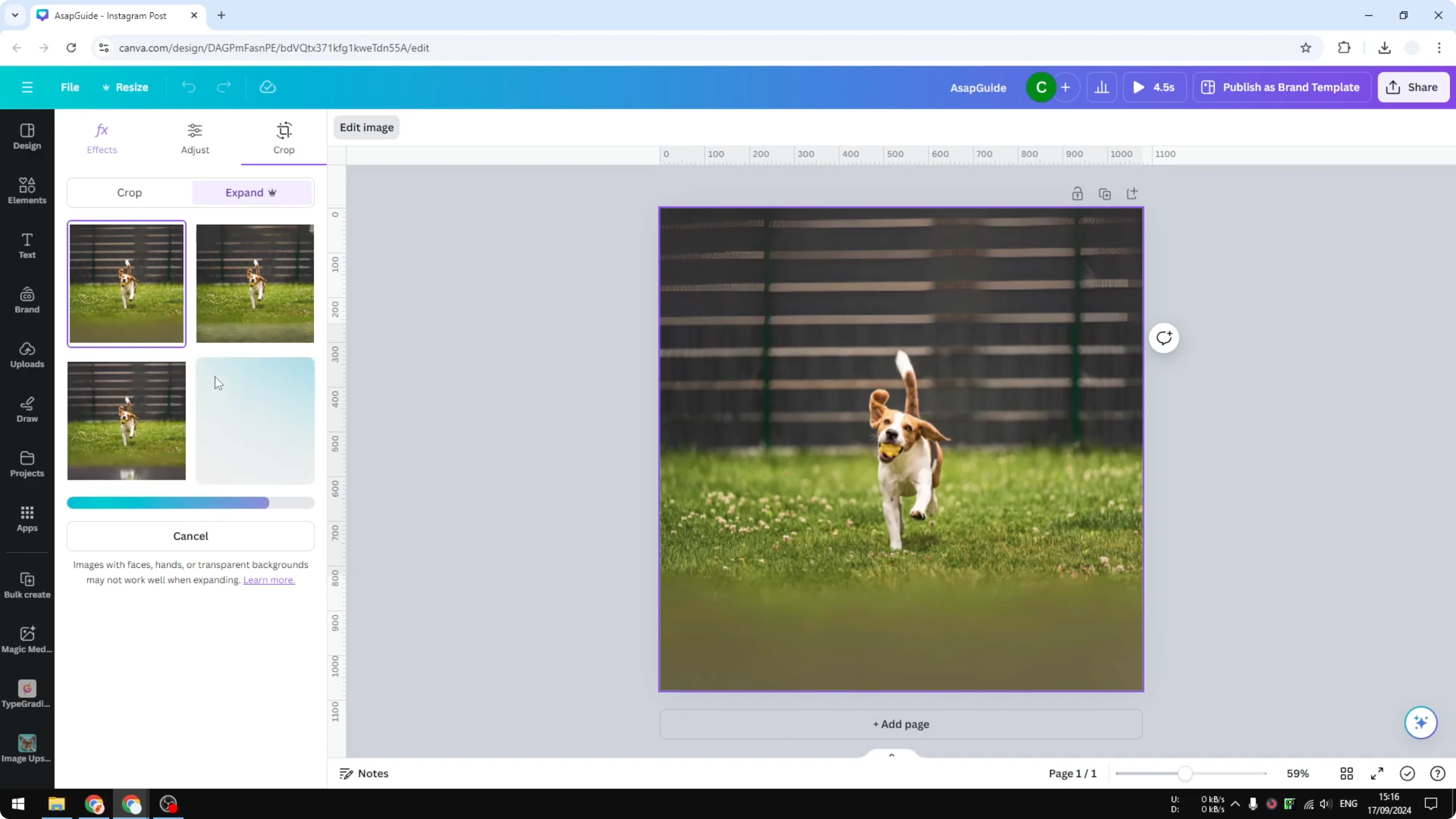 Screenshot from How to Use Magic Expand in Canva at 107s