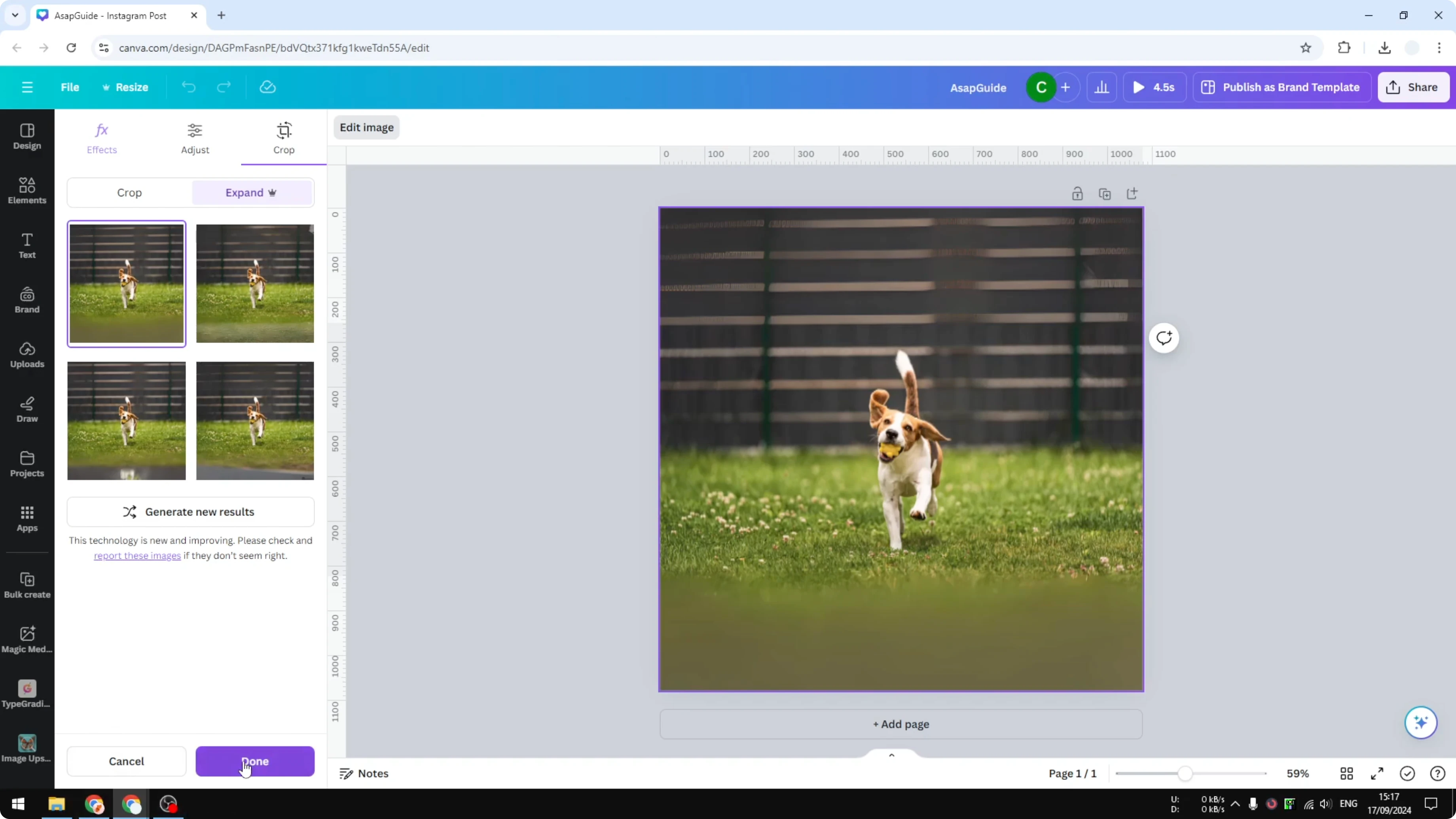 Screenshot from How to Use Magic Expand in Canva at 146s