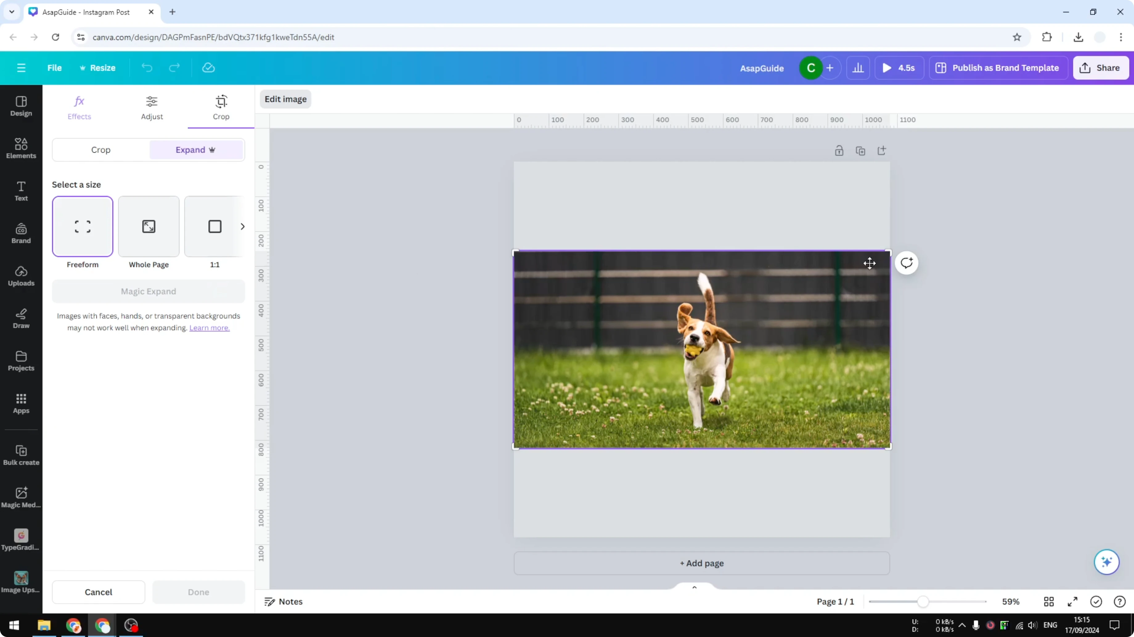 Screenshot from How to Use Magic Expand in Canva at 57s