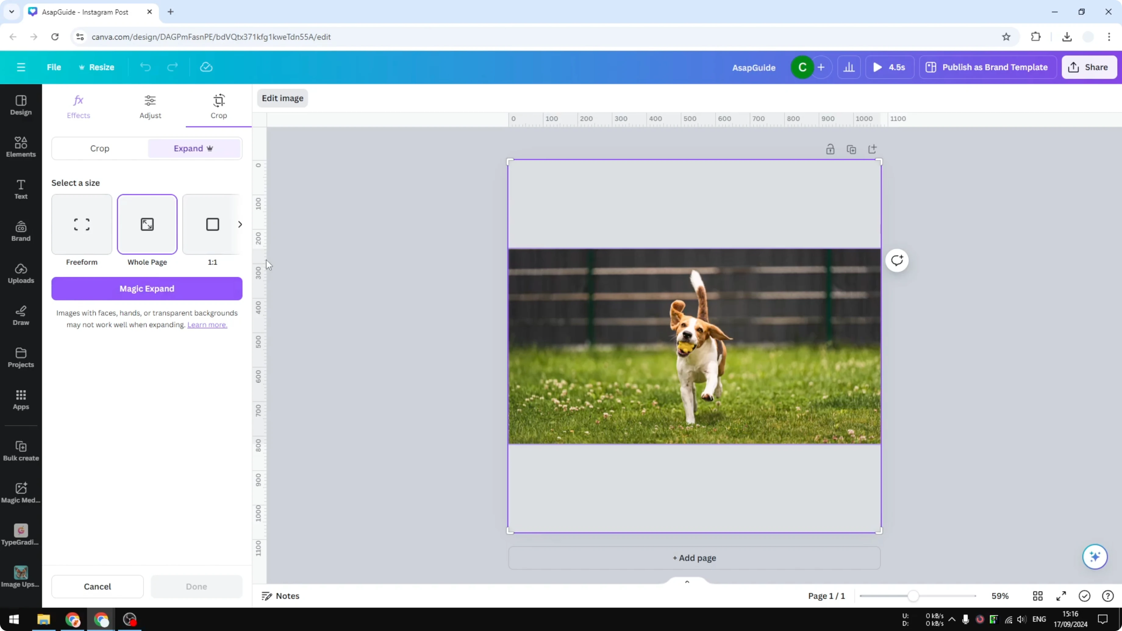 Screenshot from How to Use Magic Expand in Canva at 75s