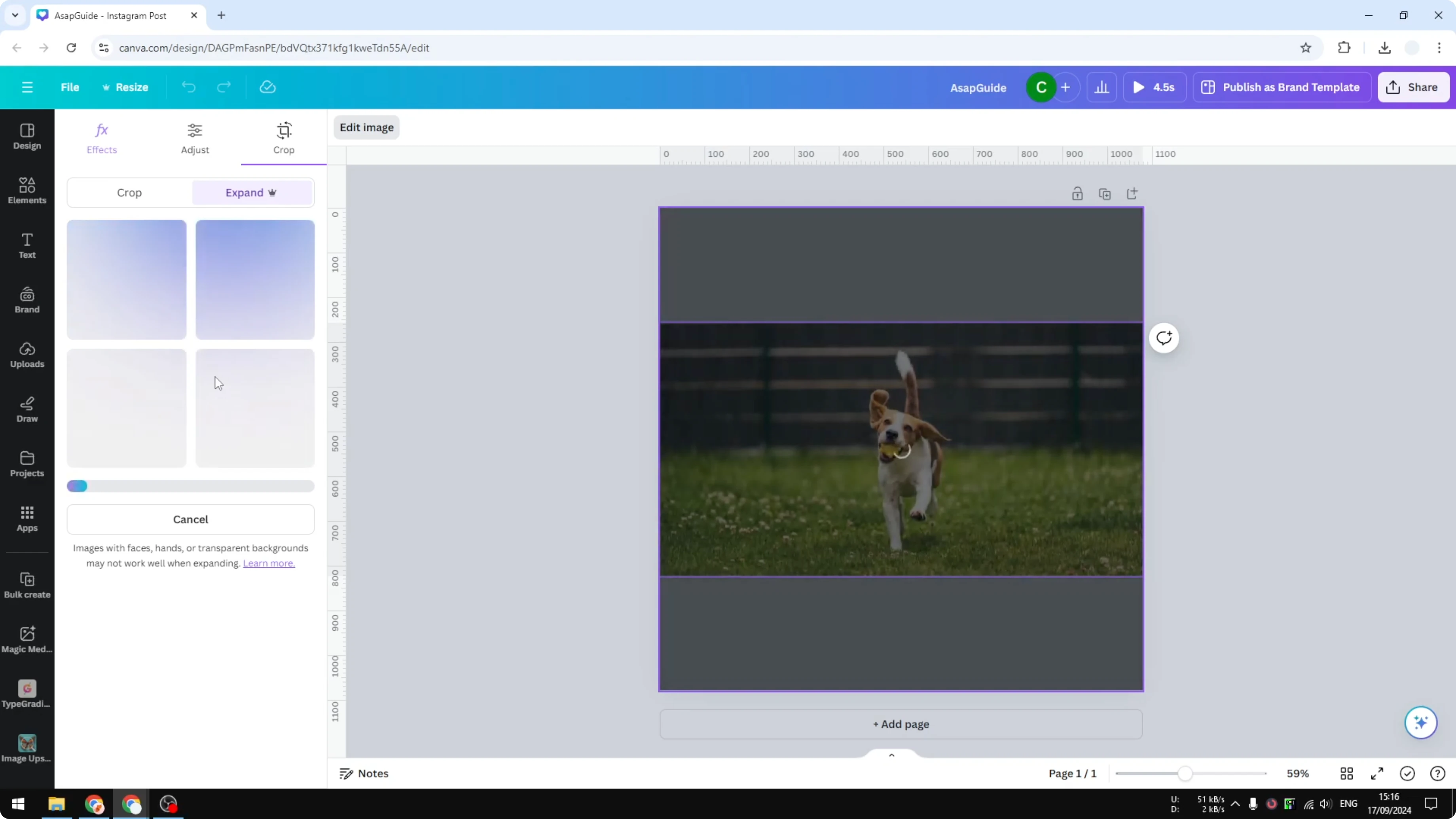 Screenshot from How to Use Magic Expand in Canva at 81s