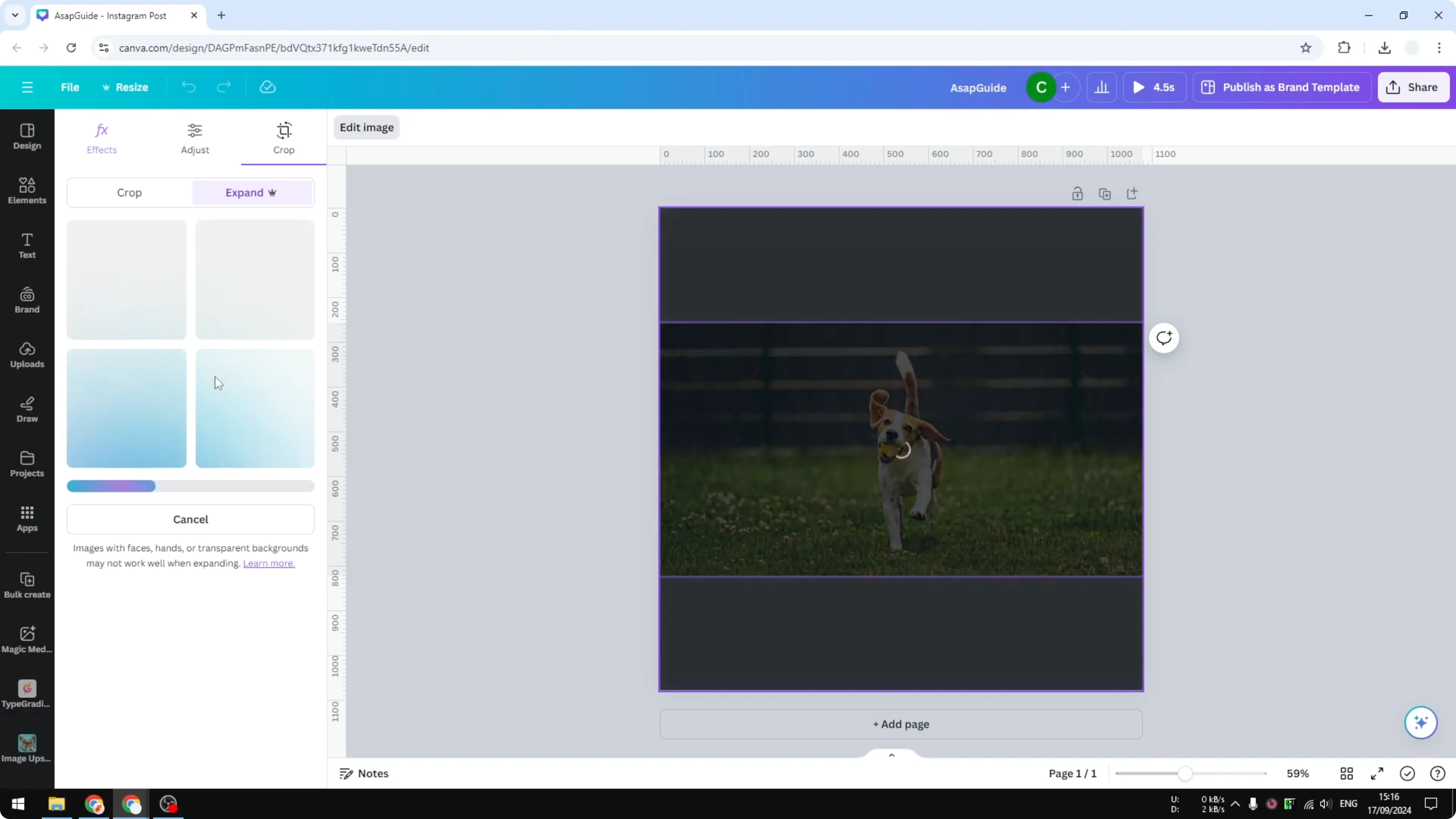 Screenshot from How to Use Magic Expand in Canva at 92s