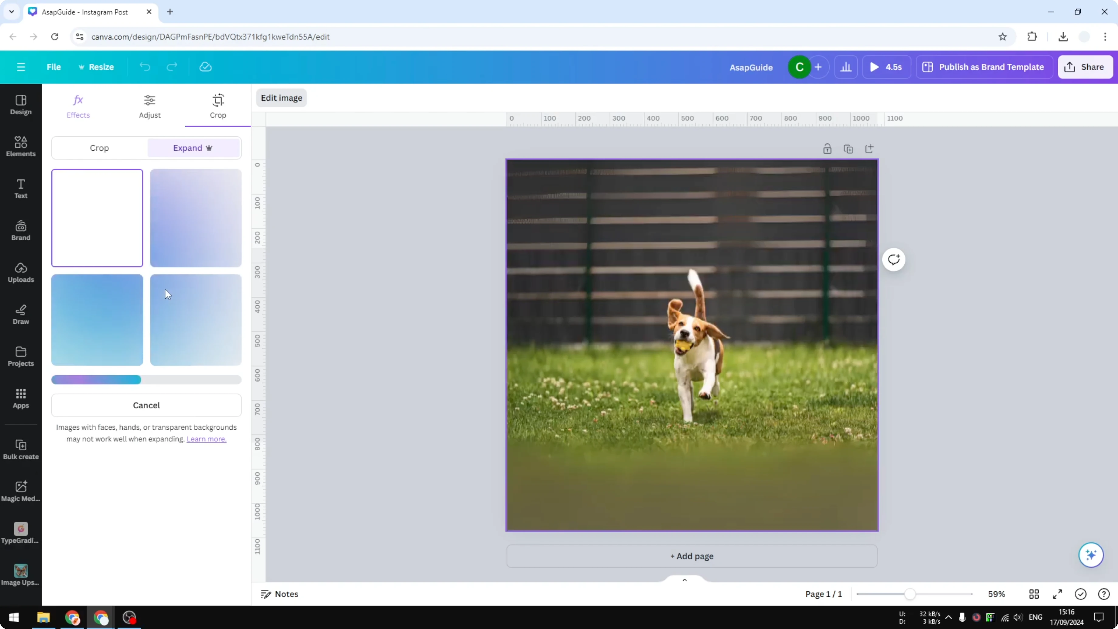 Screenshot from How to Use Magic Expand in Canva at 97s