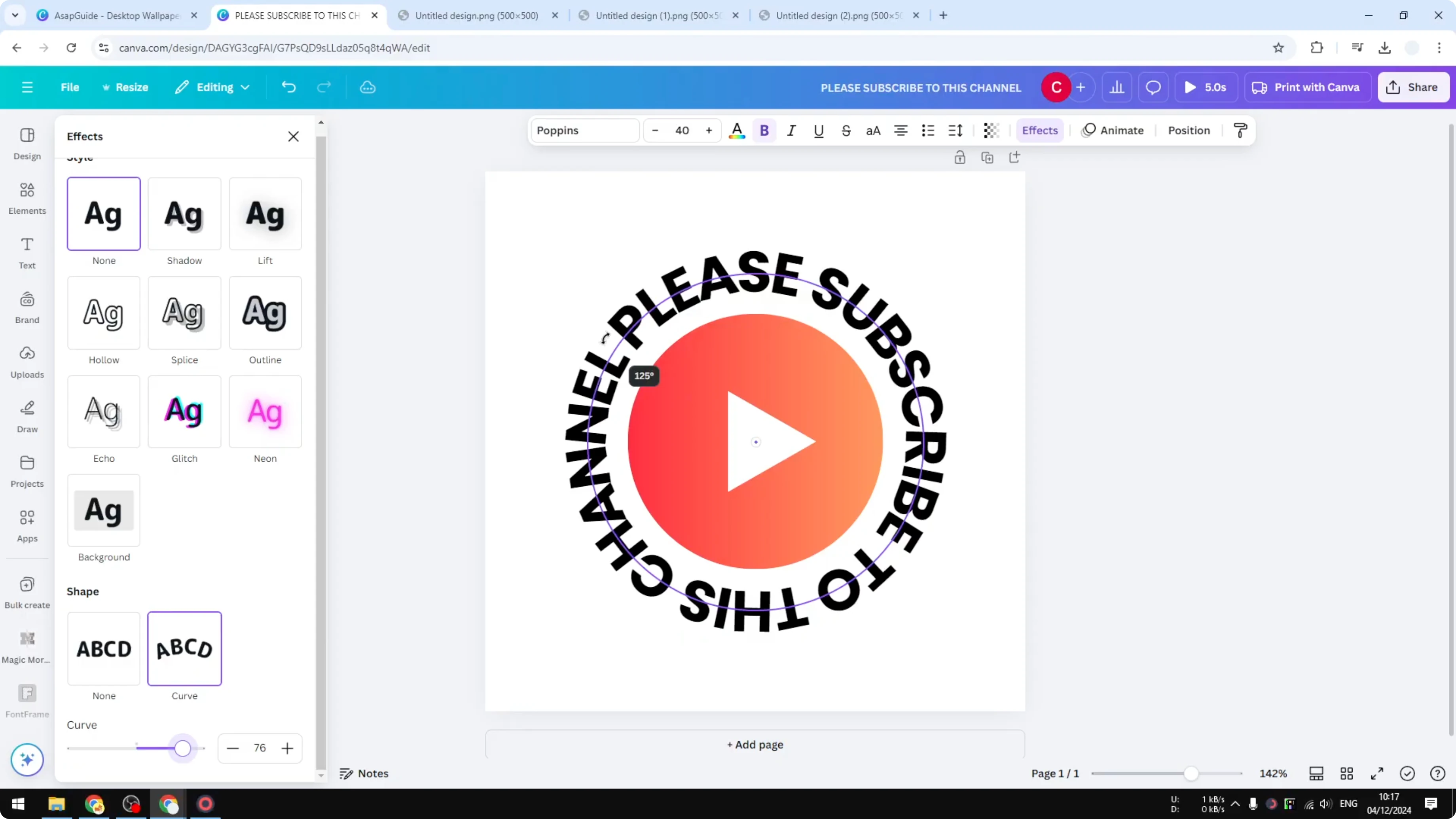 Screenshot from How to Make Circle Text in Canva at 104s