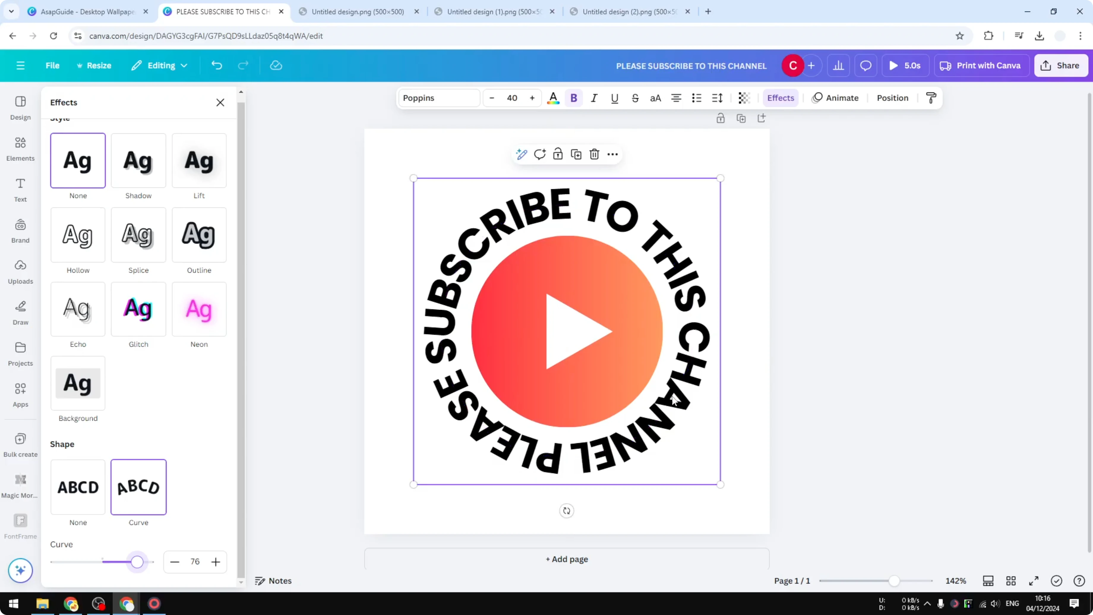 Screenshot from How to Make Circle Text in Canva at 83s