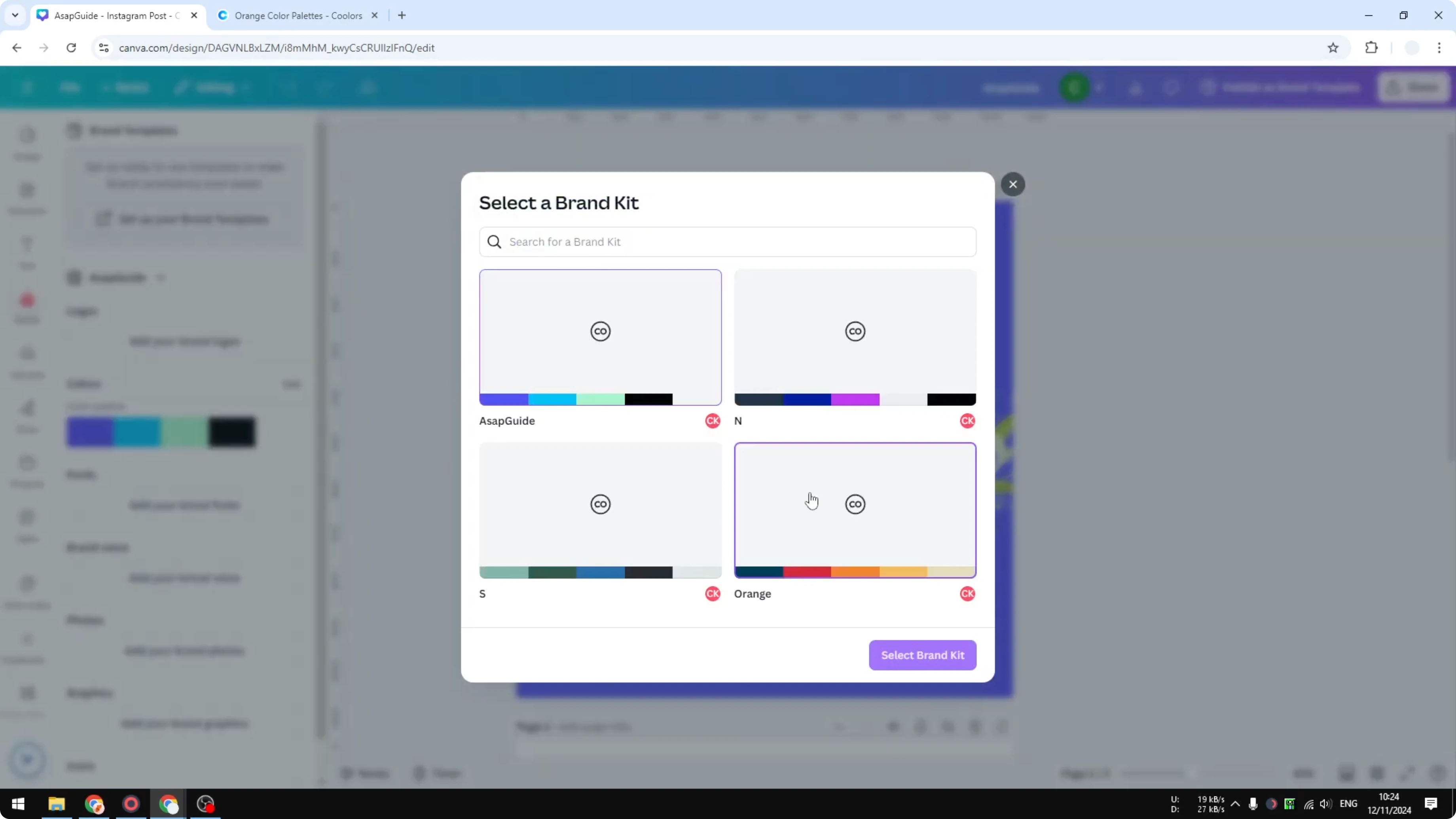 Screenshot from How to Make a Color Palette in Canva at 207s