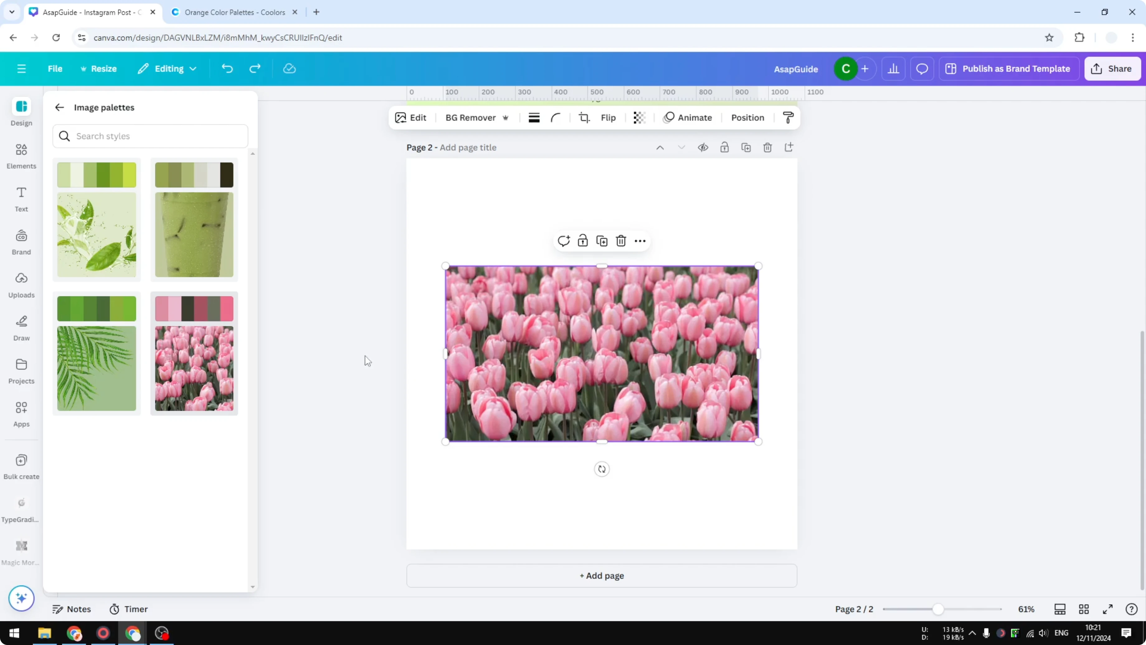 Screenshot from How to Make a Color Palette in Canva at 42s