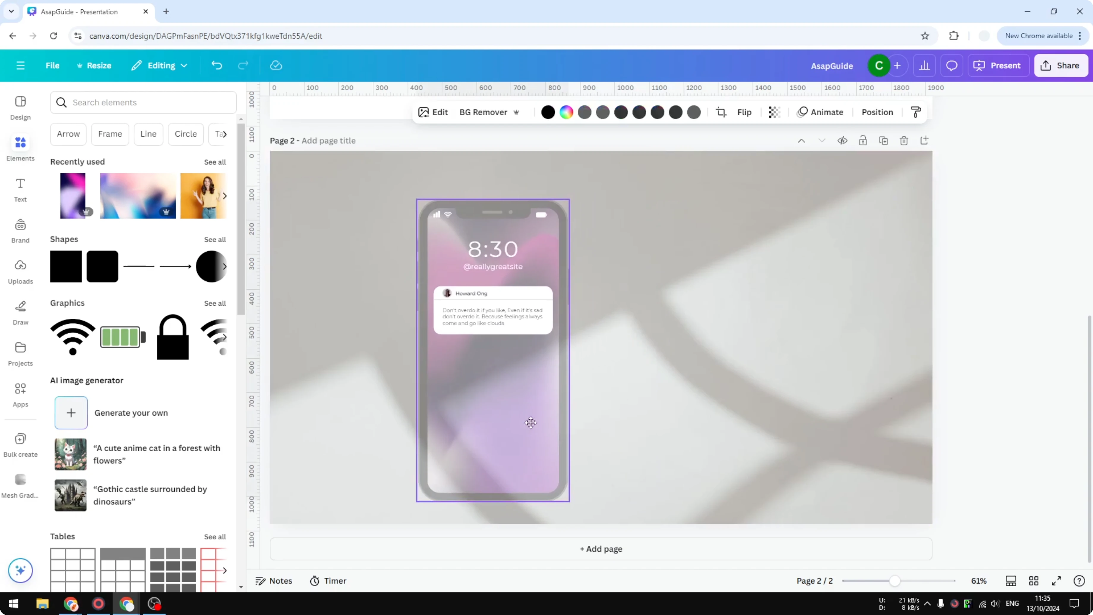 Screenshot from How to Make an Element Translucent in Canva at 142s