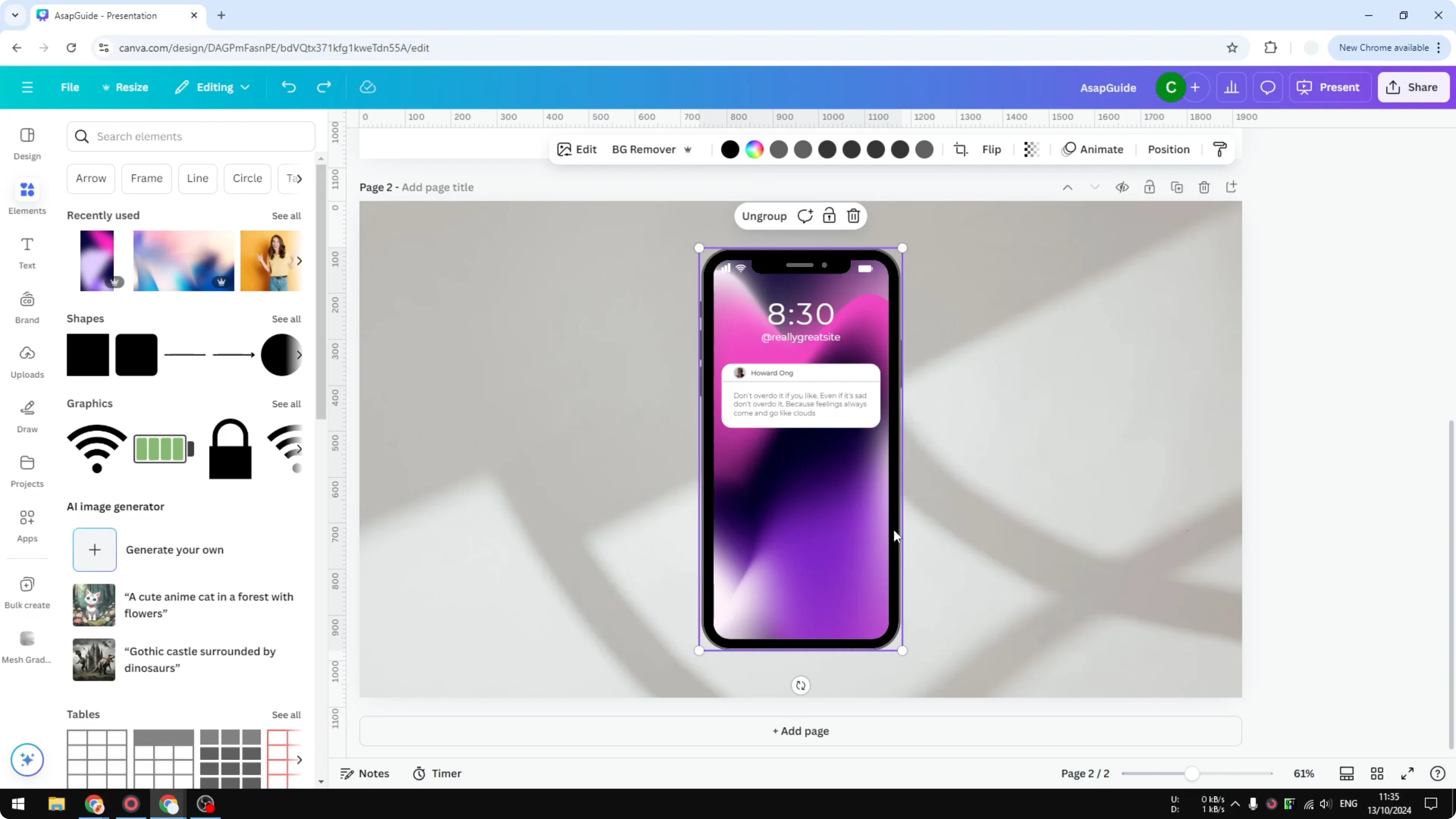Screenshot from How to Make an Element Translucent in Canva at 94s