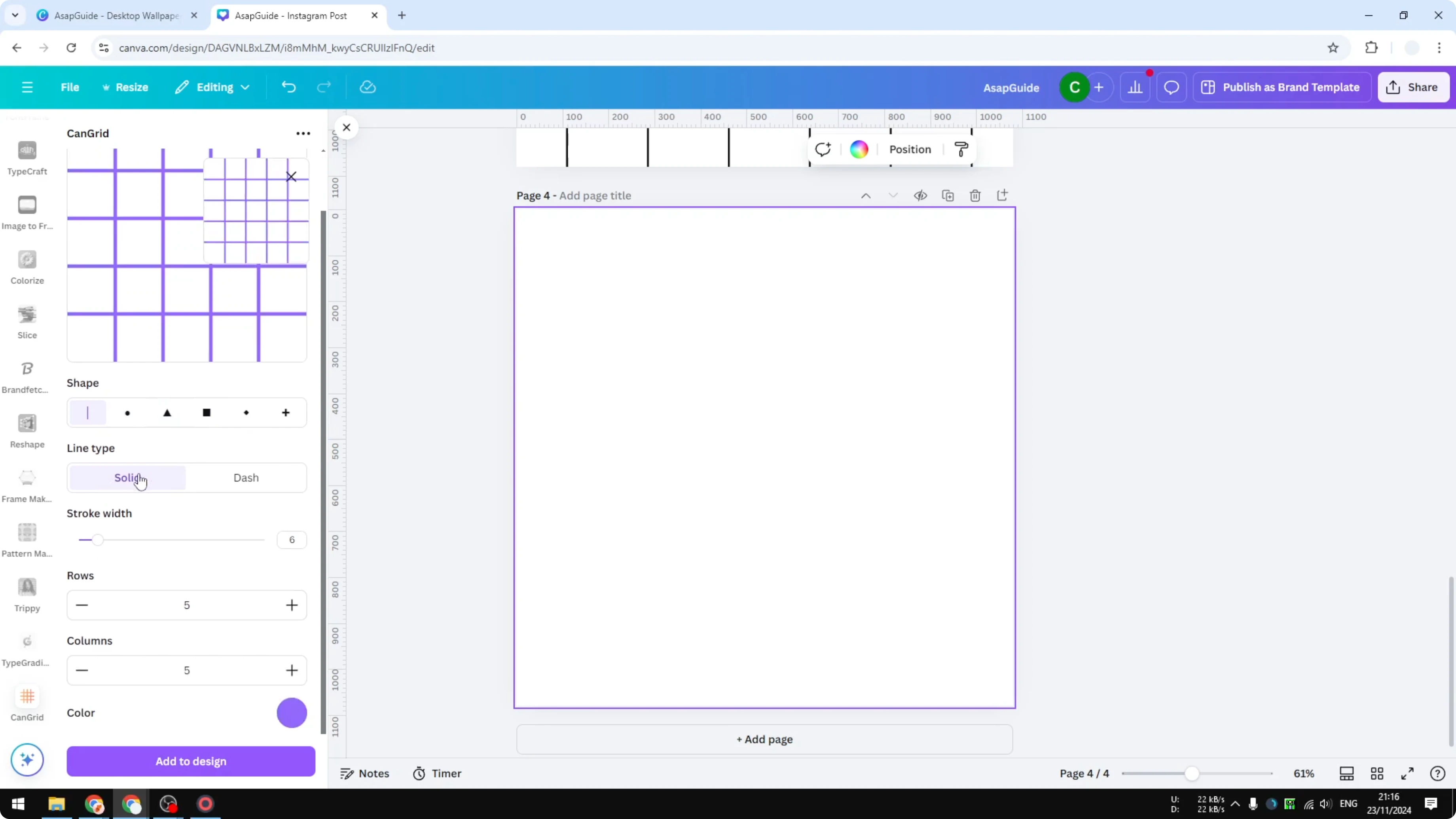 Screenshot from How to Make a Grid on Canva at 194s
