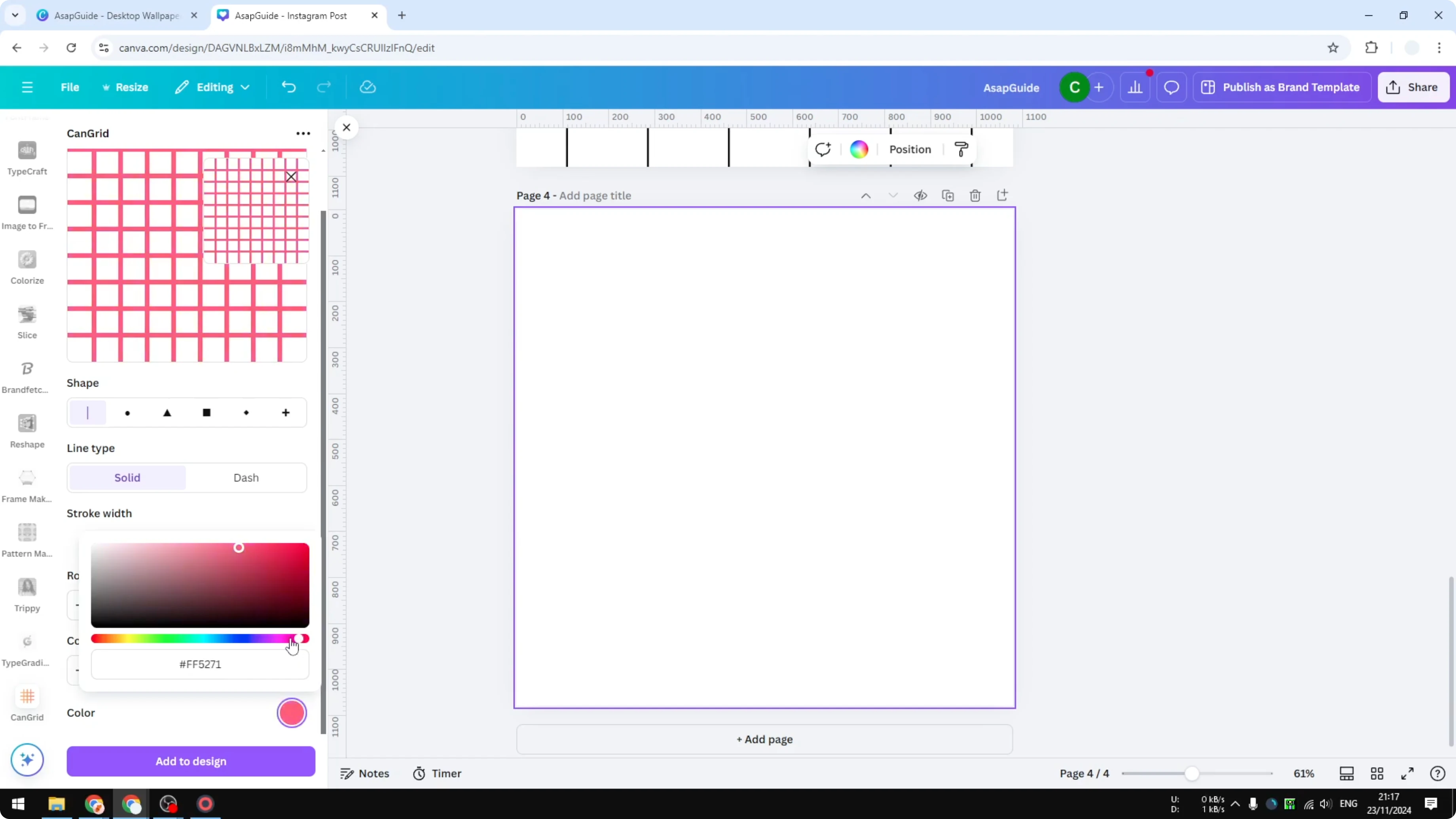 Screenshot from How to Make a Grid on Canva at 222s