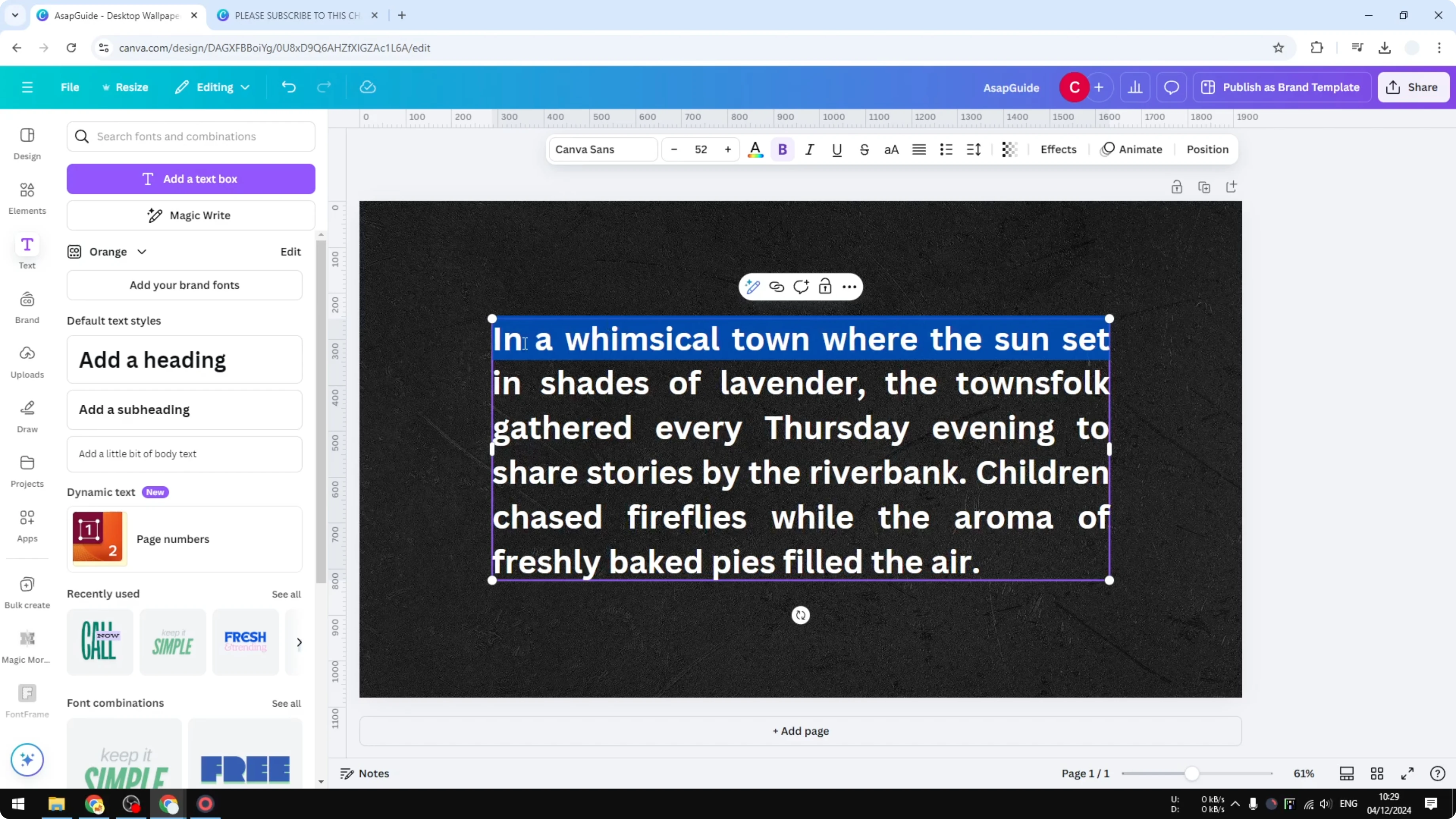 Screenshot from How to Make a Hanging Indent on Canva at 46s