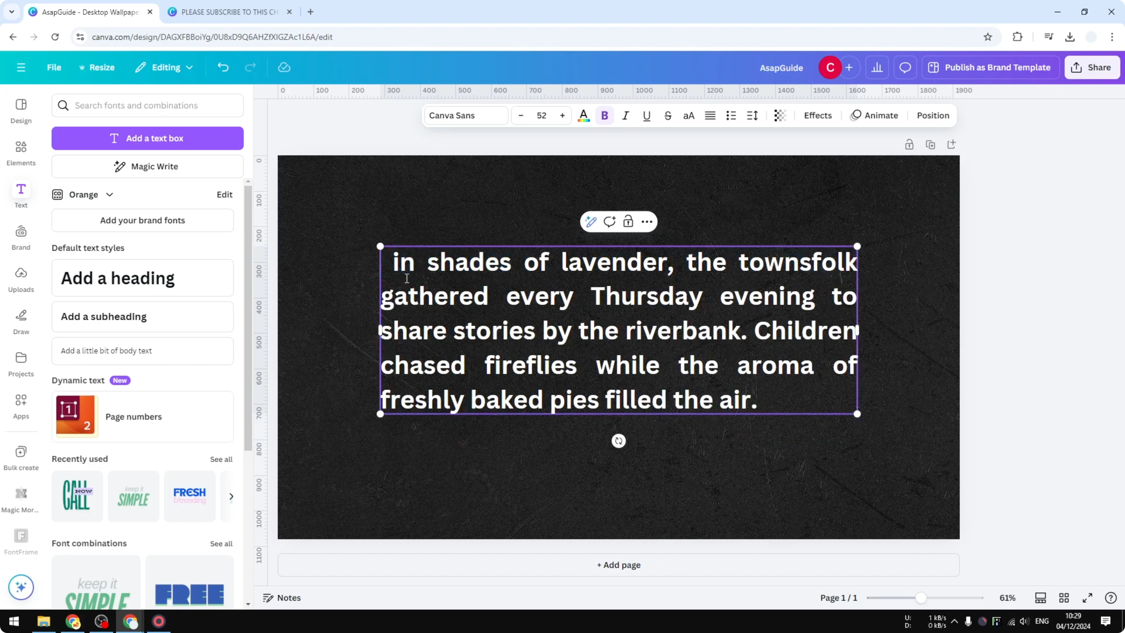 Screenshot from How to Make a Hanging Indent on Canva at 53s
